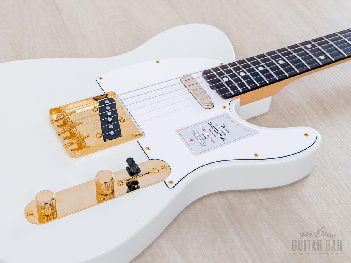 2025 Fender Traditional II 60s Telecaster White Pearl, body close-up with gold hardware