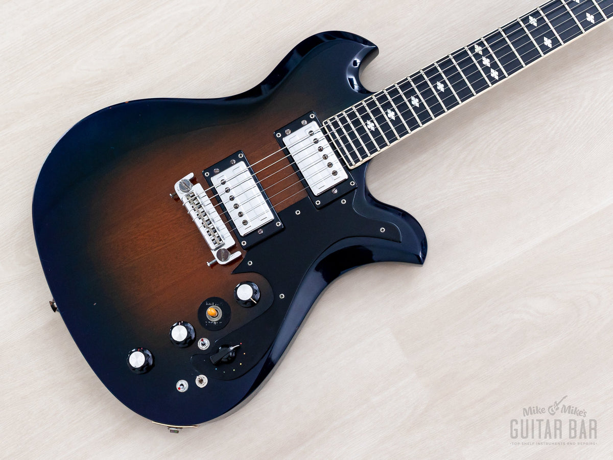 1976 BC Rich USA Seagull II in Trans Blue Burst, angled body view