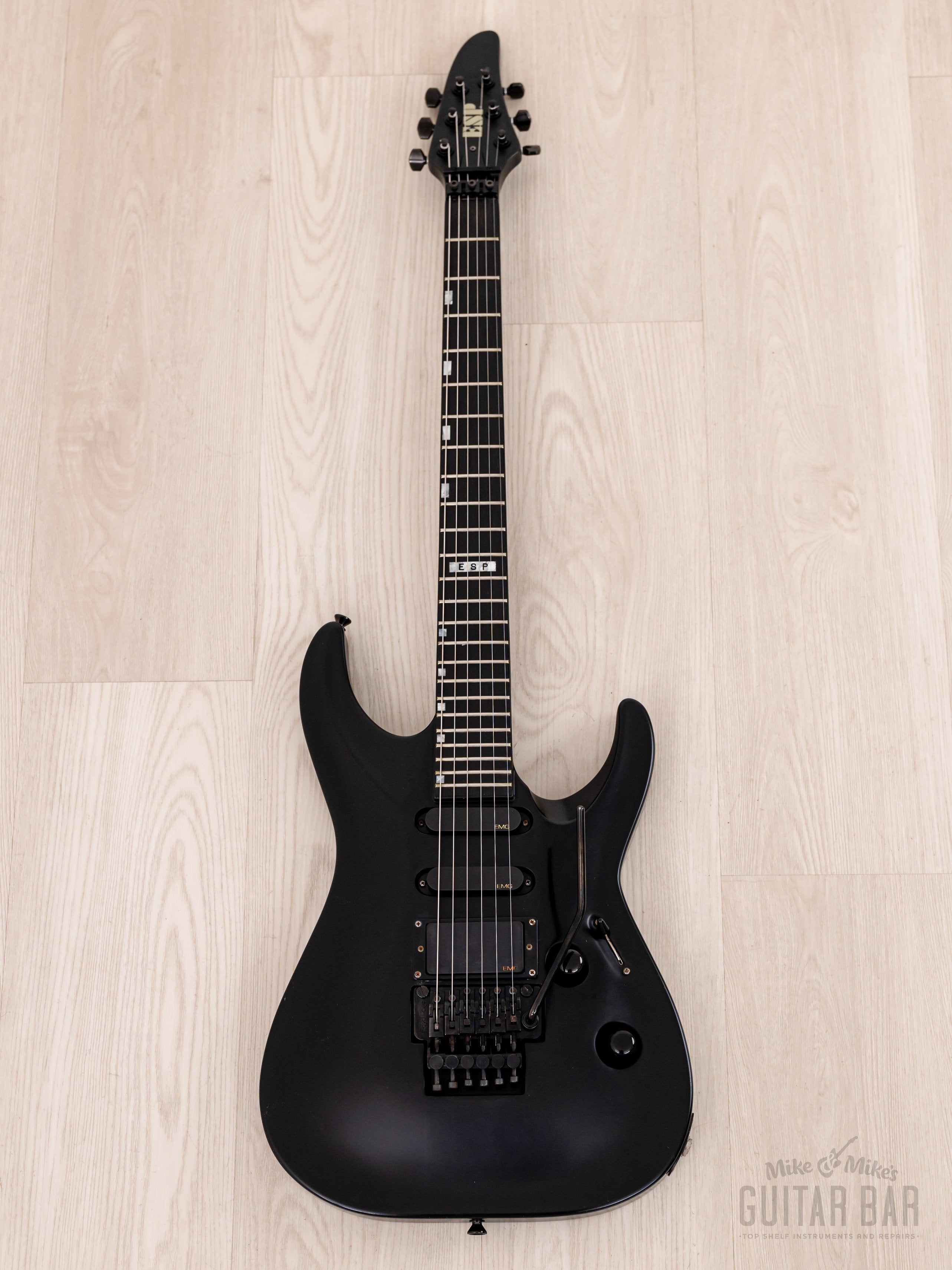 1995 ESP Custom Shop Horizon-Custom SSH Superstrat Black Satin w/ Floy