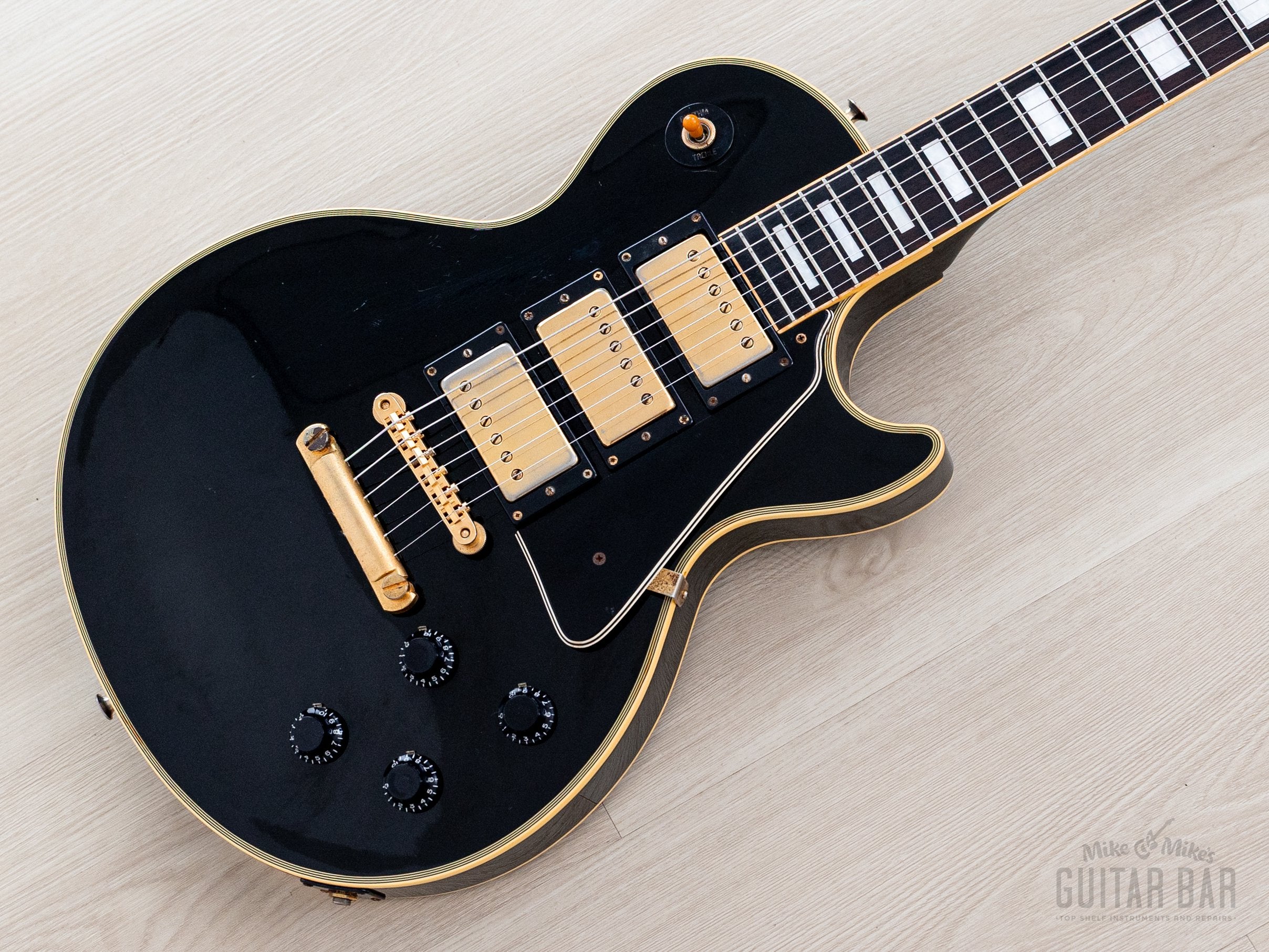 1989 Burny Black Beauty Custom '57 Model RLC-65 3 Pickup w/ VH-3 Picku