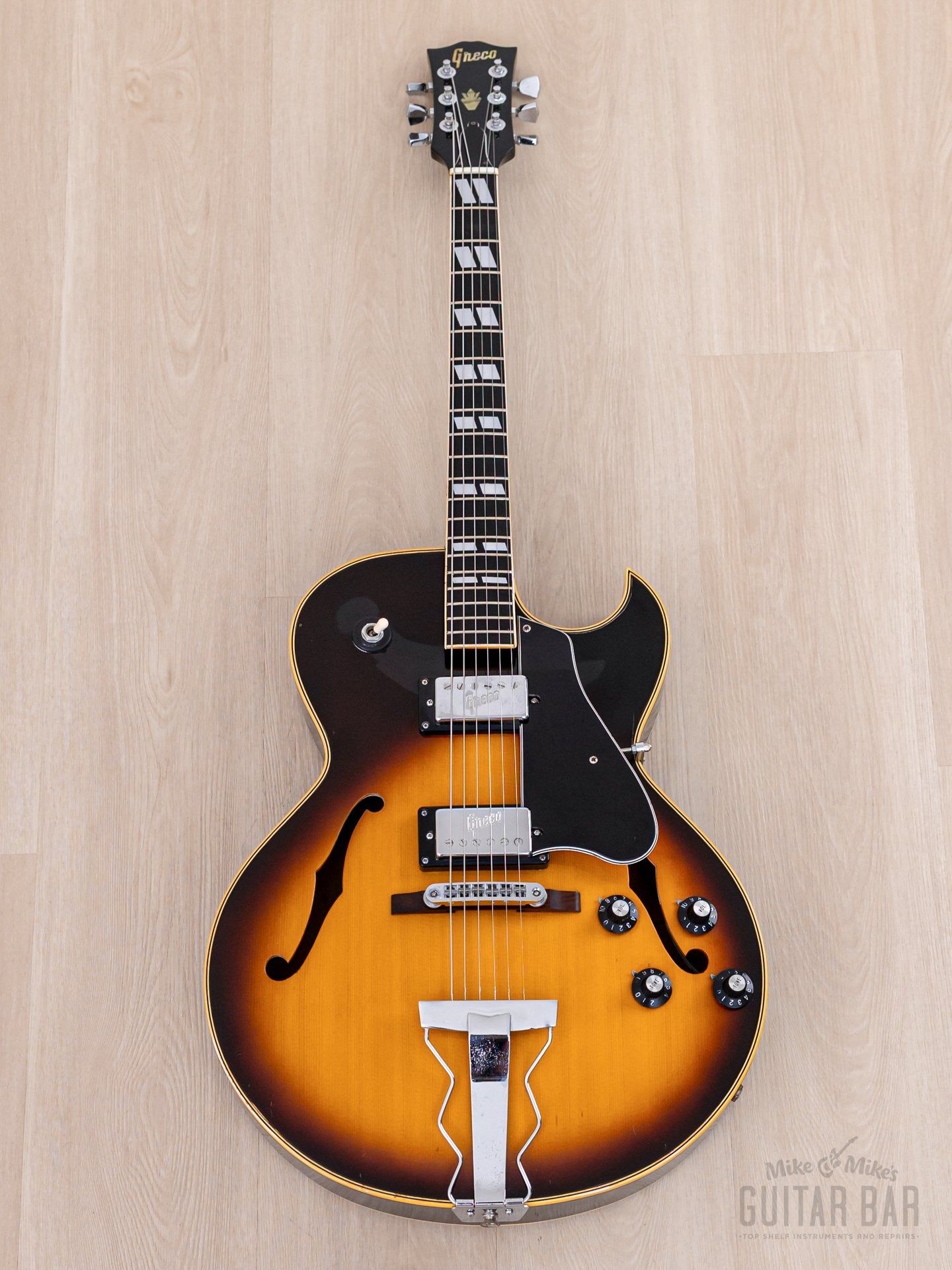1974 Greco S-55 Vintage Hollowbody Guitar ES-175-Spec Sunburst w/ Embo