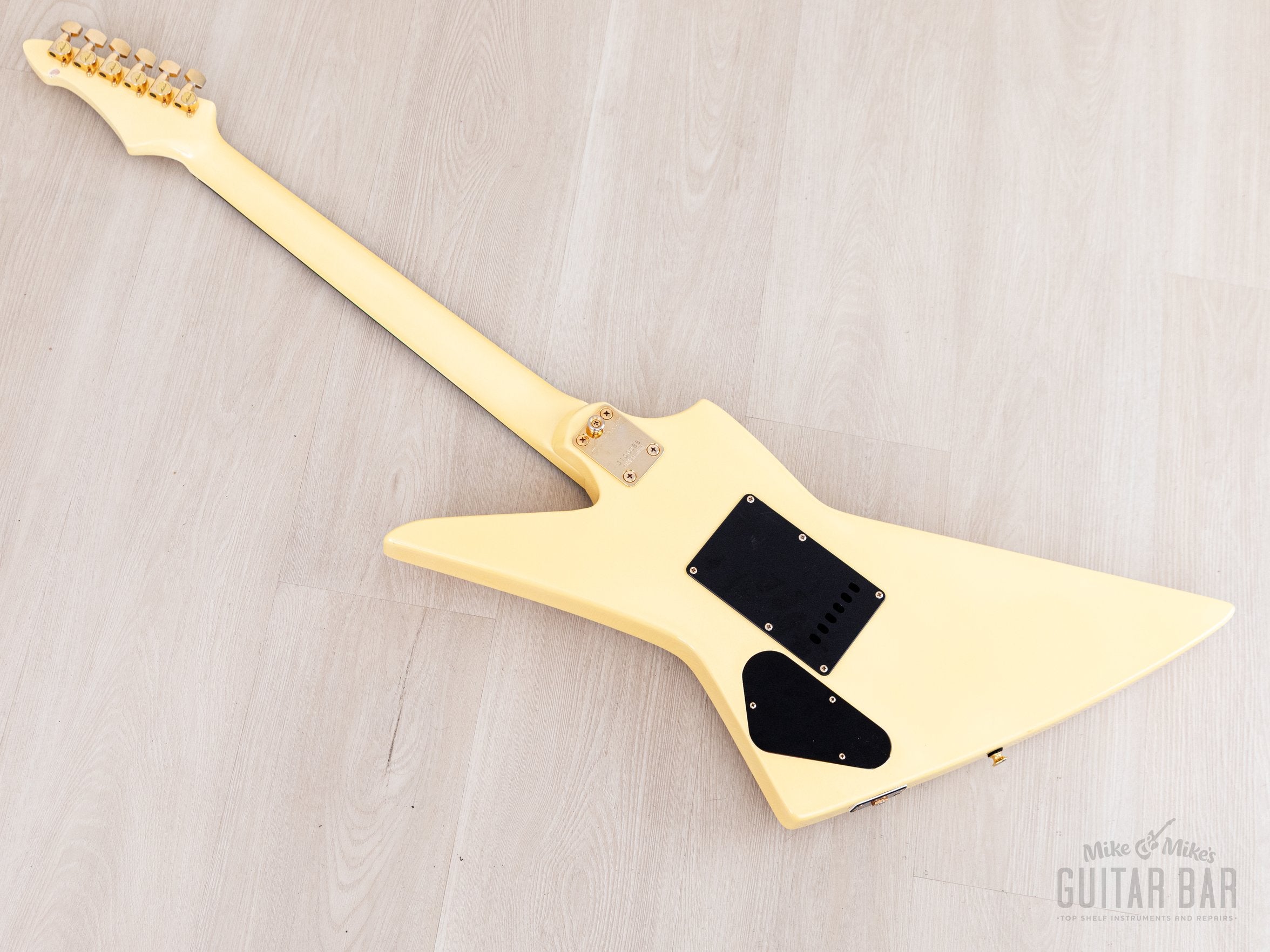 80's アリアプロ2 DELUXE ZZ エクスプローラー 1983 Aria Pro II ZZ Deluxe Explorer White/Thunderbolt w/ Gold Hardware