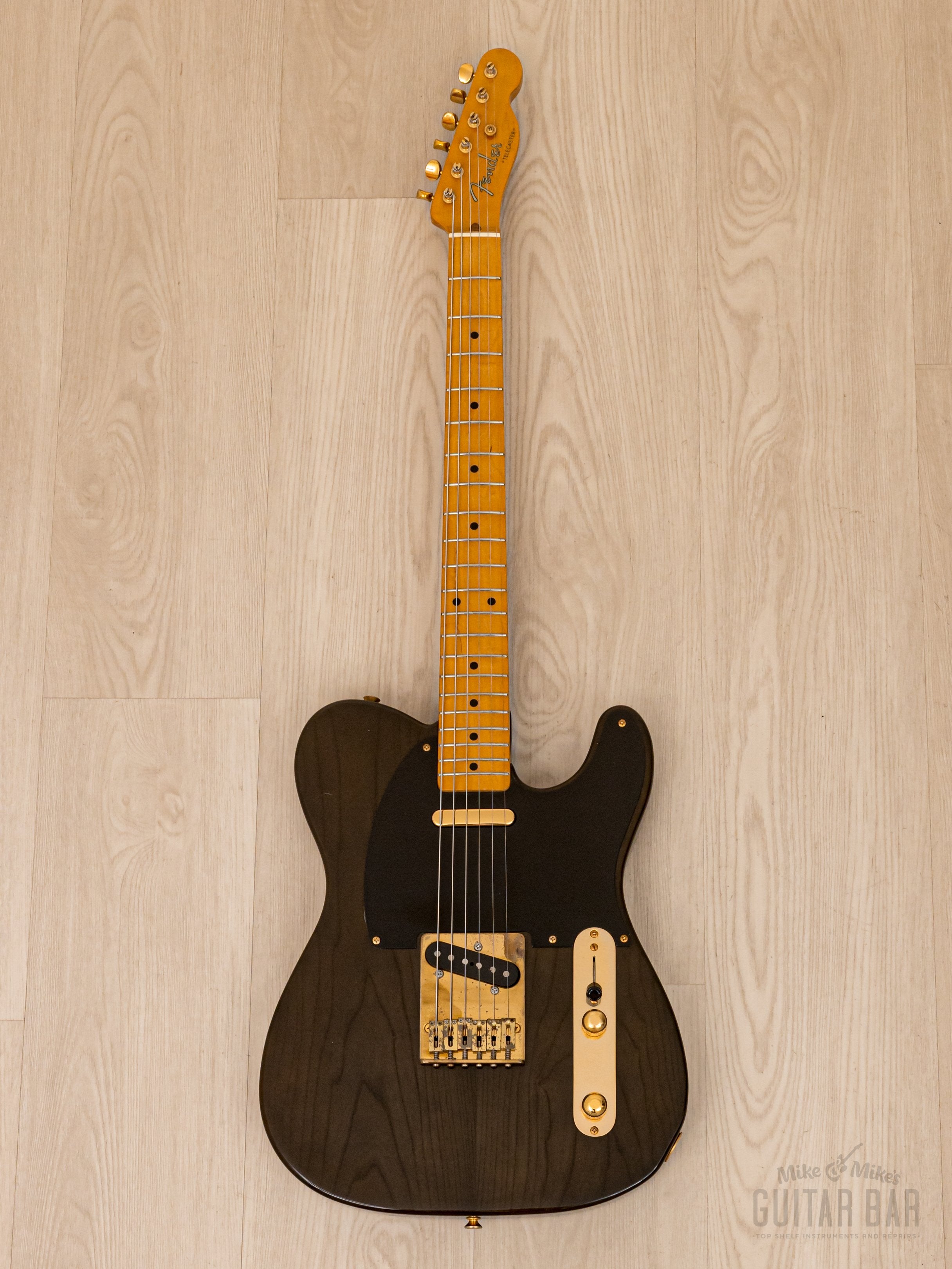 1990 Fender Order Made Telecaster Trans Black Ash w/ Gold Hardware & USA Pickups, Japan MIJ Fujigen