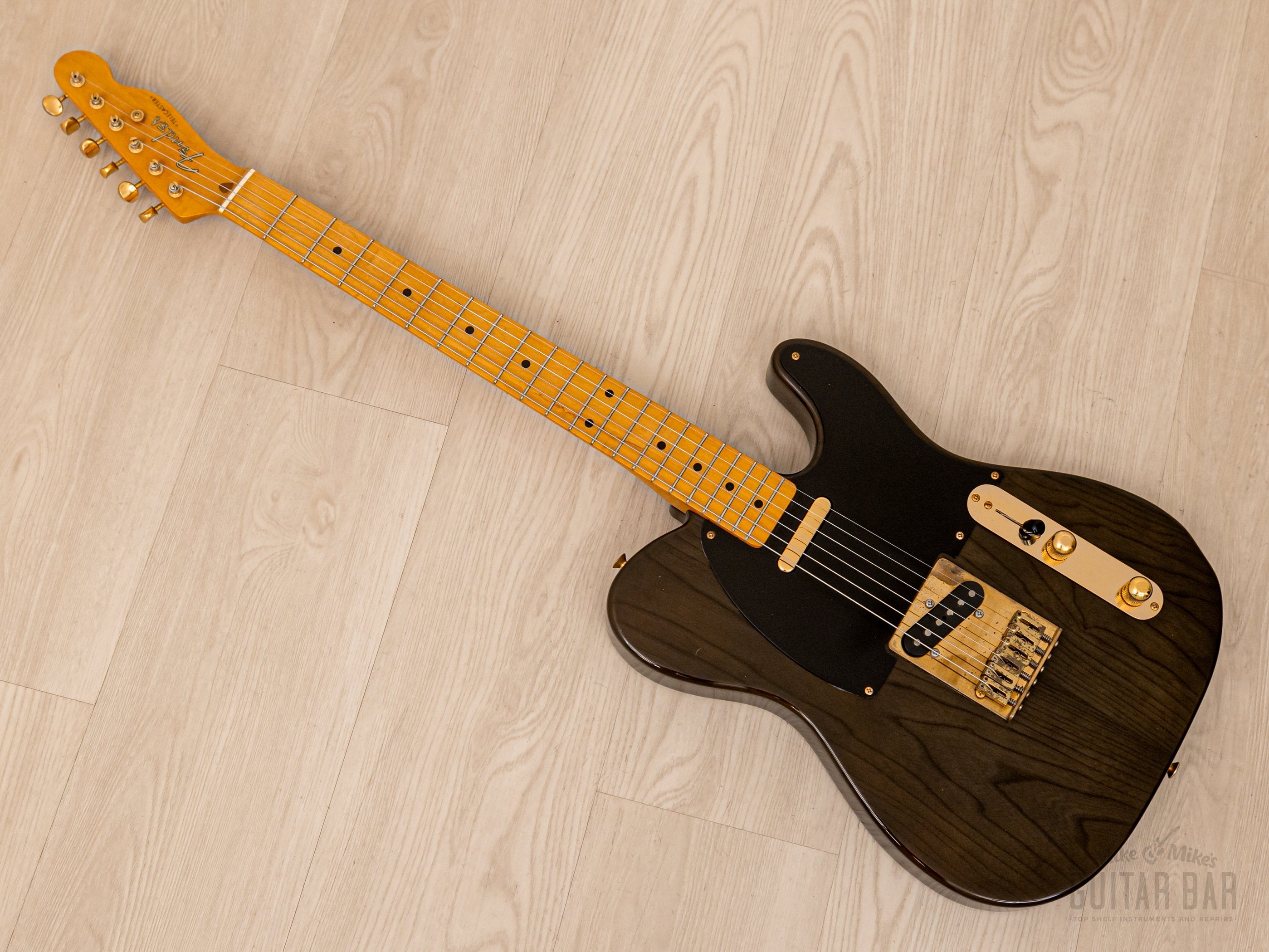 1990 Fender Order Made Telecaster Trans Black Ash w/ Gold Hardware & USA Pickups, Japan MIJ Fujigen