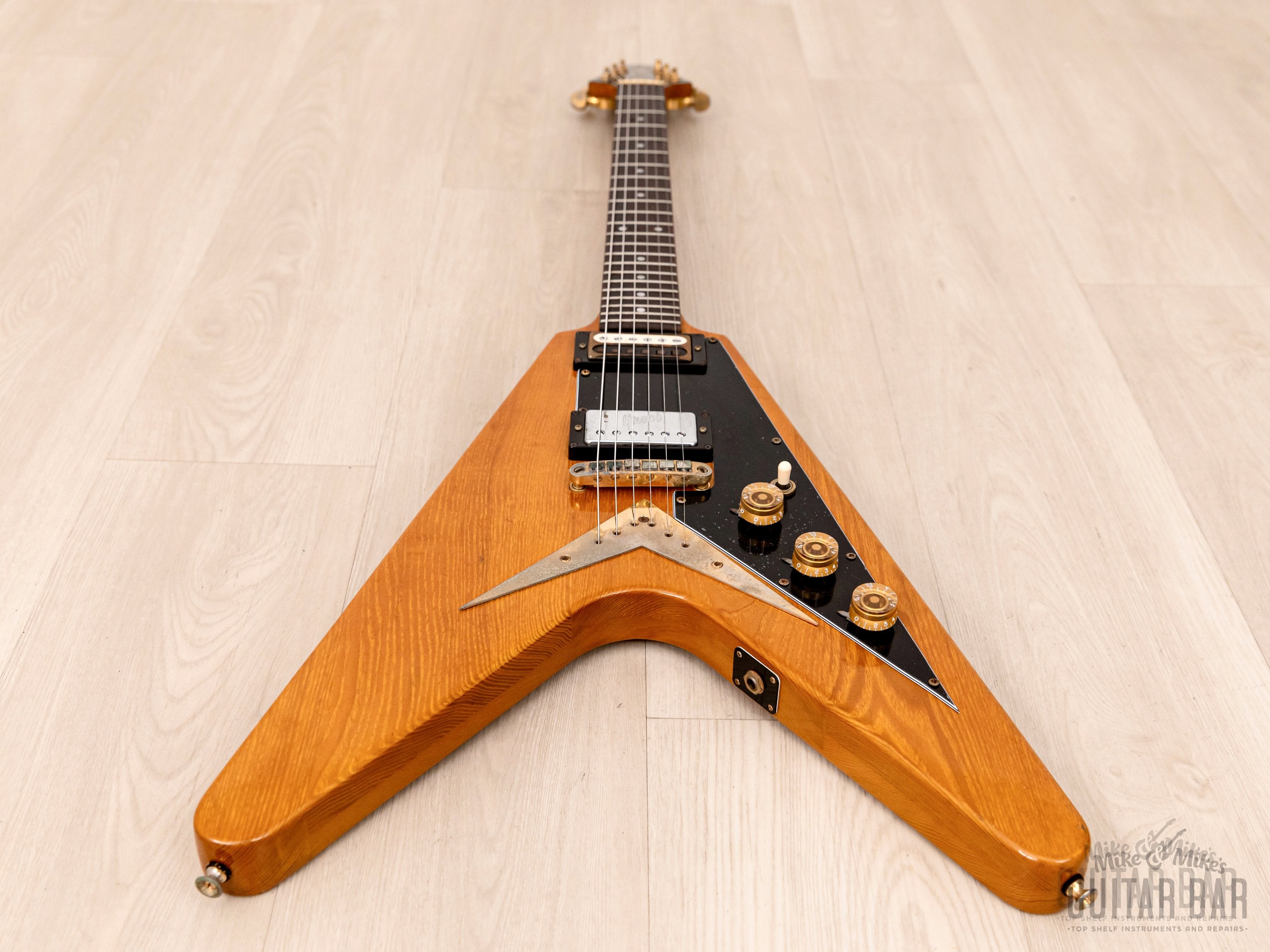 1978 Greco FV-900 Flying V Vintage Guitar Natural w/ Case, Japan Fujigen, Rocket Roll Sr