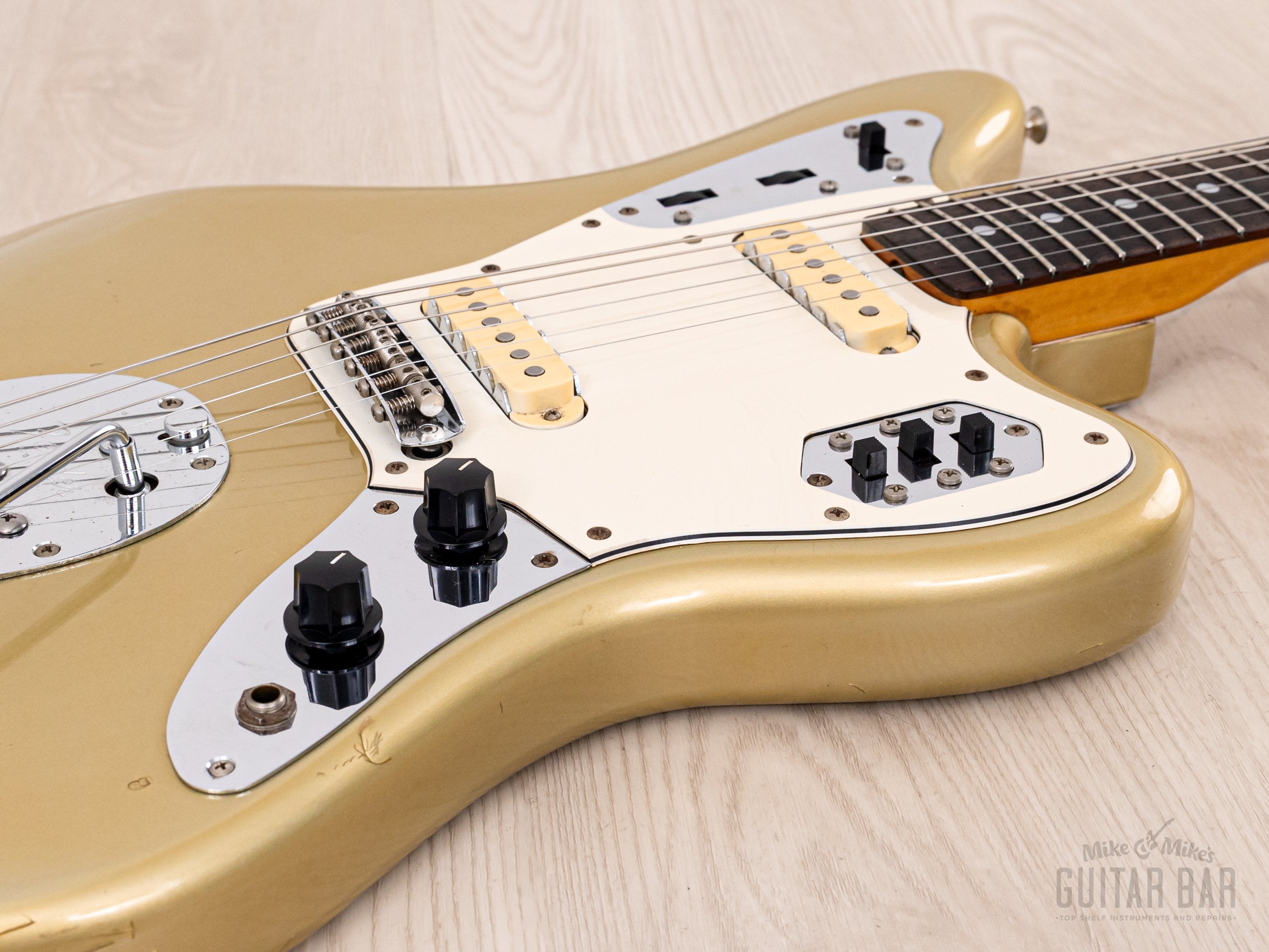 1993 Fender Order Made Jaguar '62 Vintage Reissue JG66 Shoreline Gold + Headstock w/ Case, Japan MIJ Fujigen