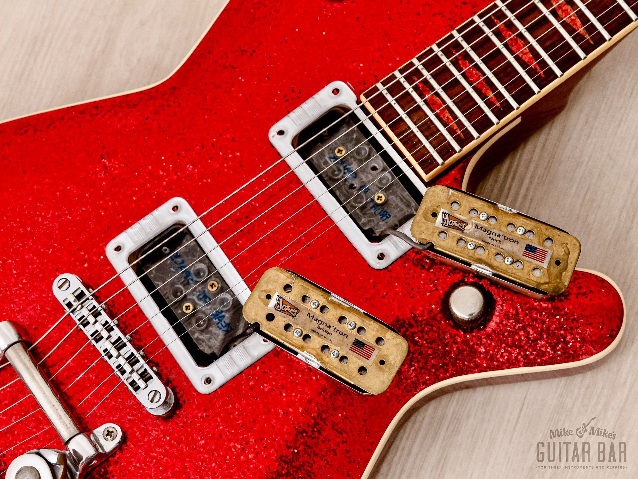 1990s GMP Roxie Duo Jet-Style Guitar Red Metalflake w/ TV Jones MagnaTron Pickups, Case