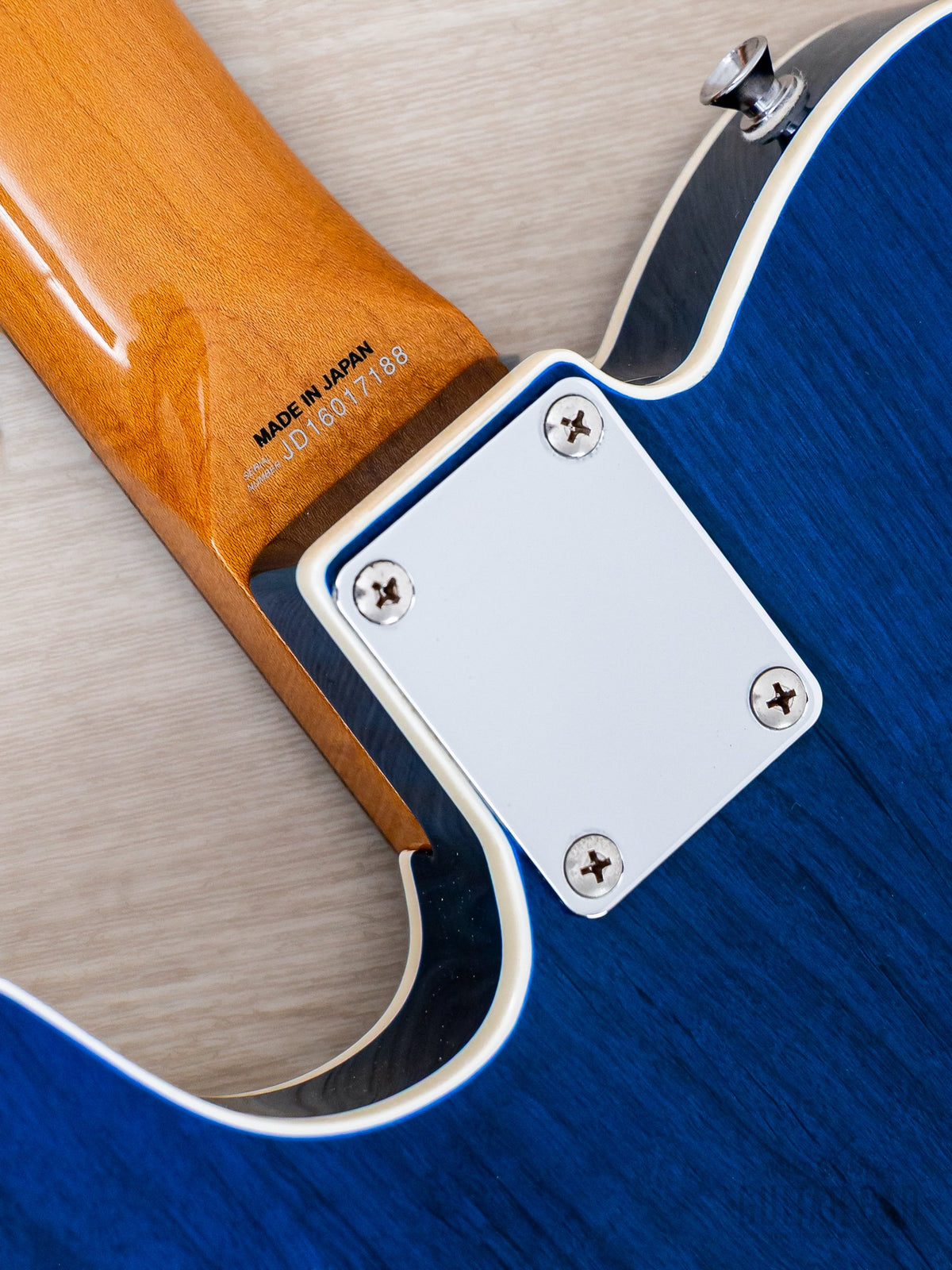 2016 Fender Classic 60s Telecaster Custom Trans Blue, neck plate close-up
