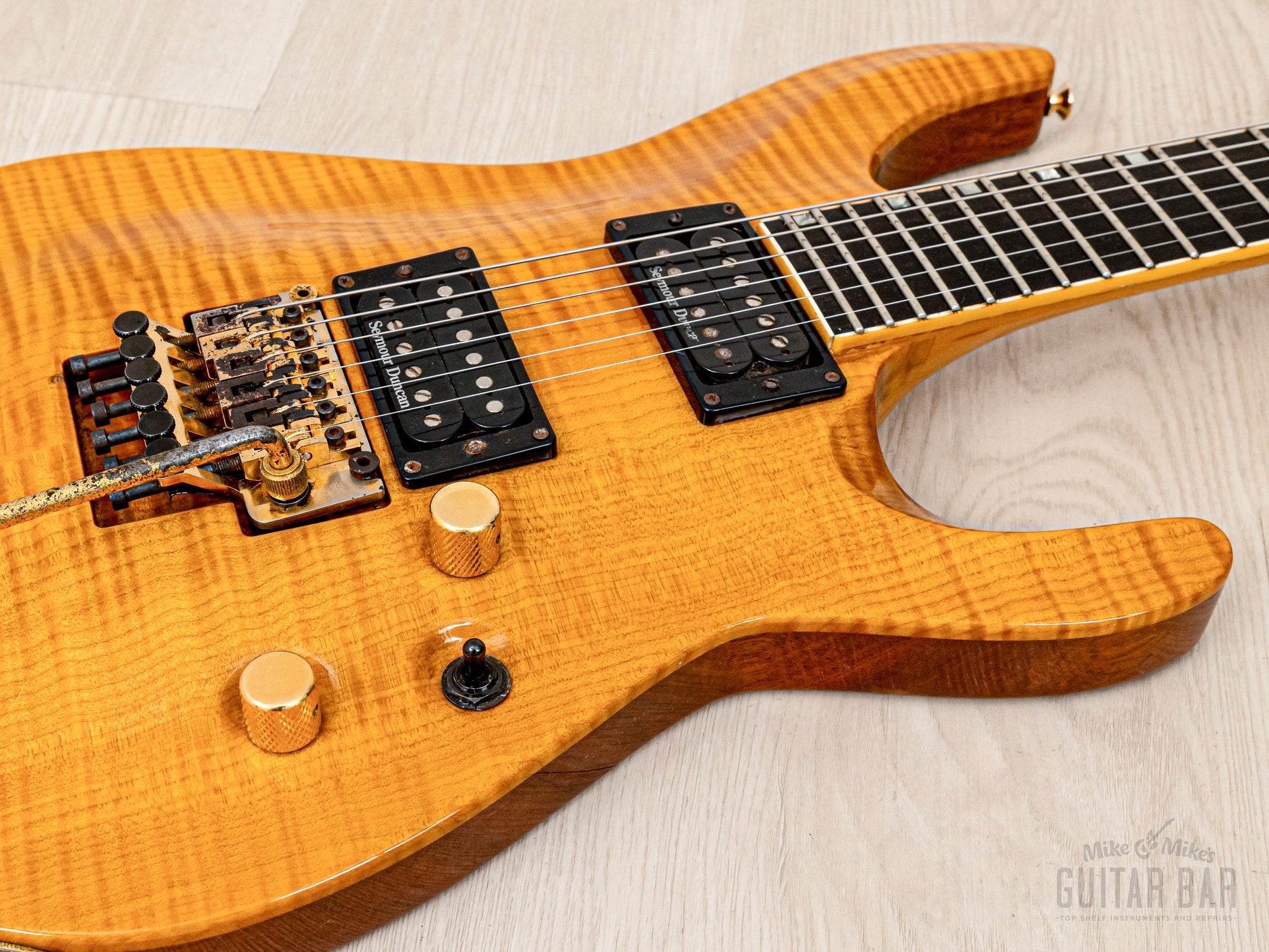 1992 ESP Horizon-Custom-FM HH Superstrat Flame Top Natural w/ Floyd Ro