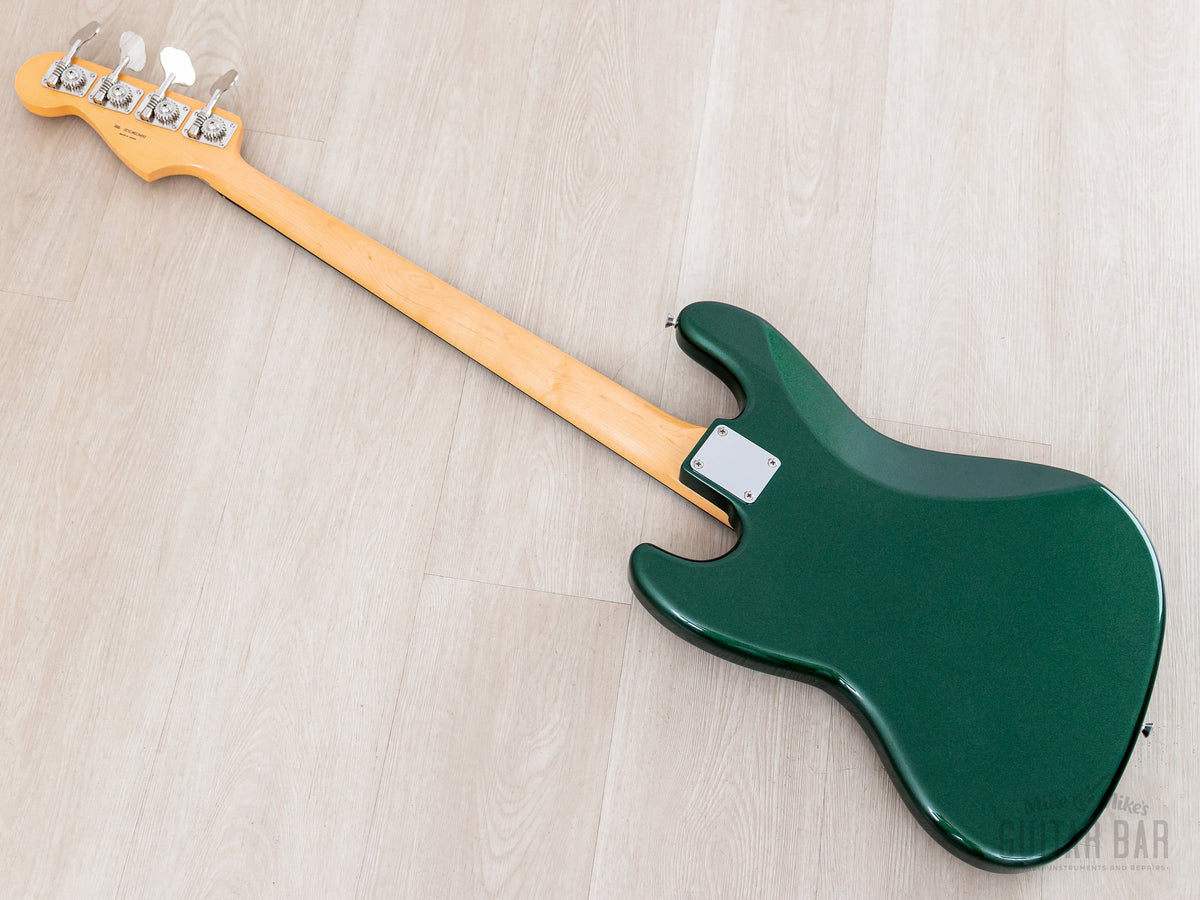 2023 Fender Traditional '60s Jazz Bass Aged Sherwood Green Metallic, back diagonal view