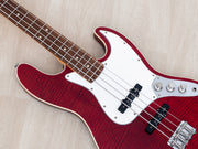 2008 Fender Aerodyne Jazz Bass AJB-110DMC Trans Red, flame maple top and pickguard