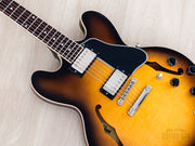 2001 Gibson ES-335 Dot Vintage Sunburst - body front angle