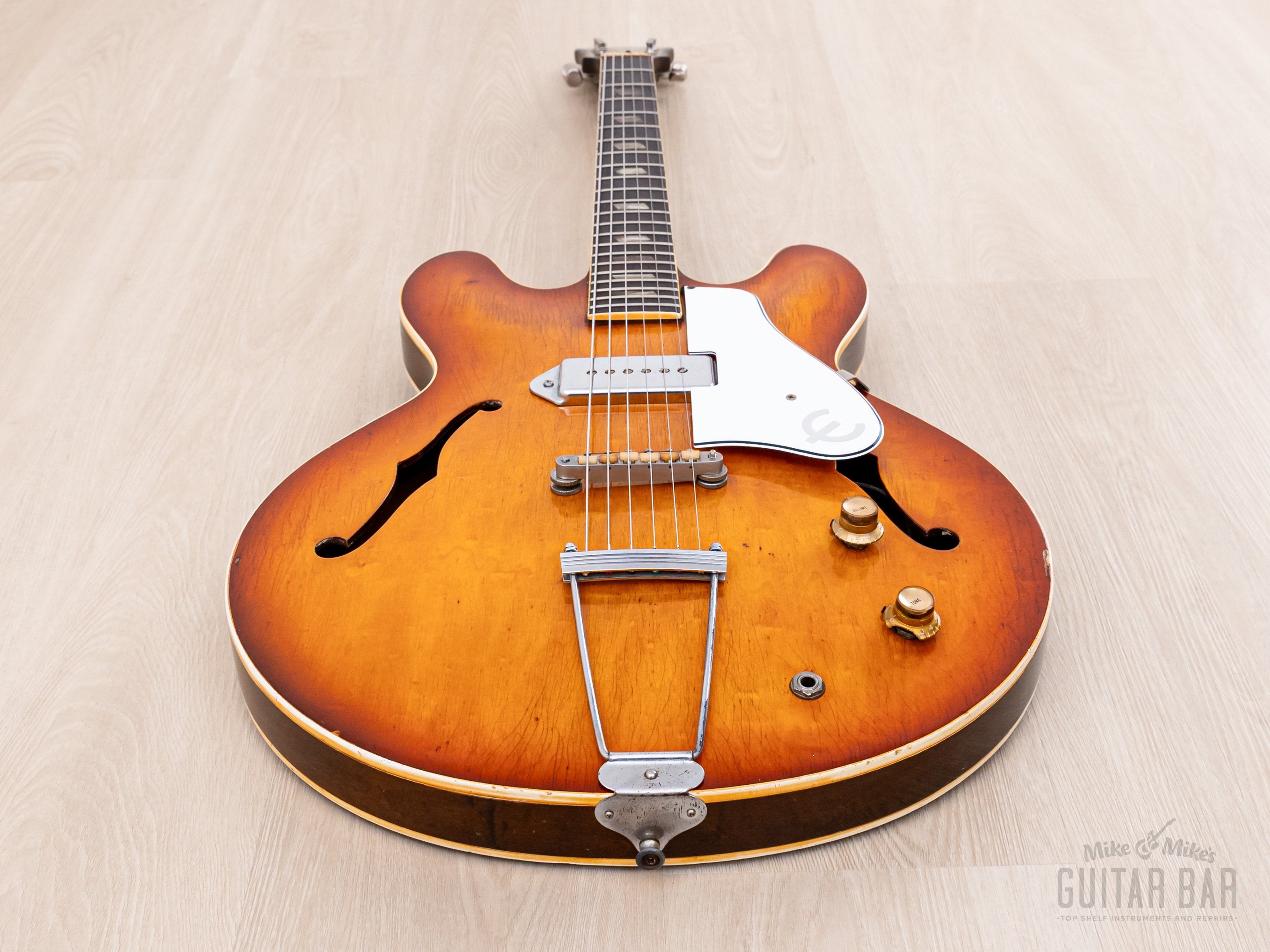 1965 Epiphone Casino E-230T Vintage Thinline Hollowbody Guitar Sunburst w/ P-90, Case