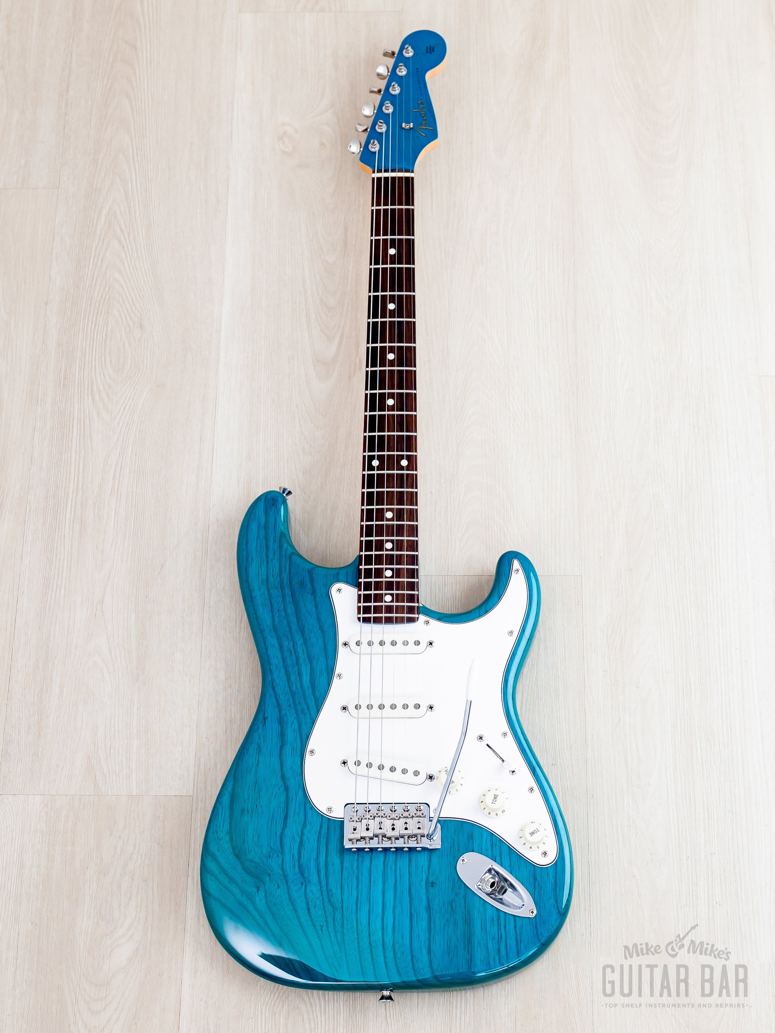 2012 Fender '62 Stratocaster ST62/ASH/MH Transparent Blue + Headstock,