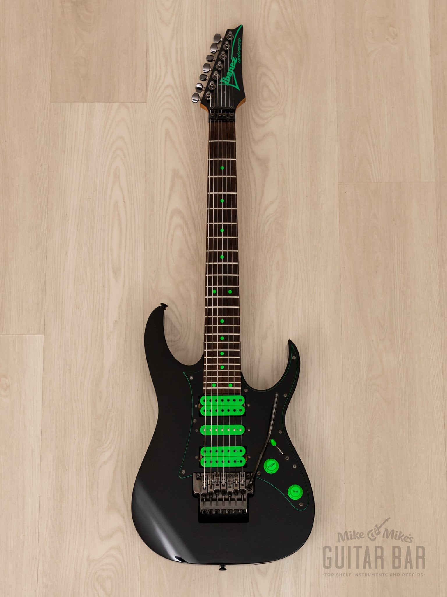 1991 Ibanez Universe UV7-BK Steve Vai Signature 7-String Guitar Black,  Near-Mint w/ Case, Japan Fujigen