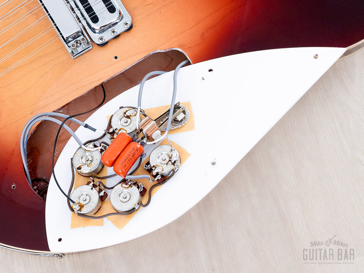 1987 Rickenbacker 360/12V64 pickguard lifted showing original harness