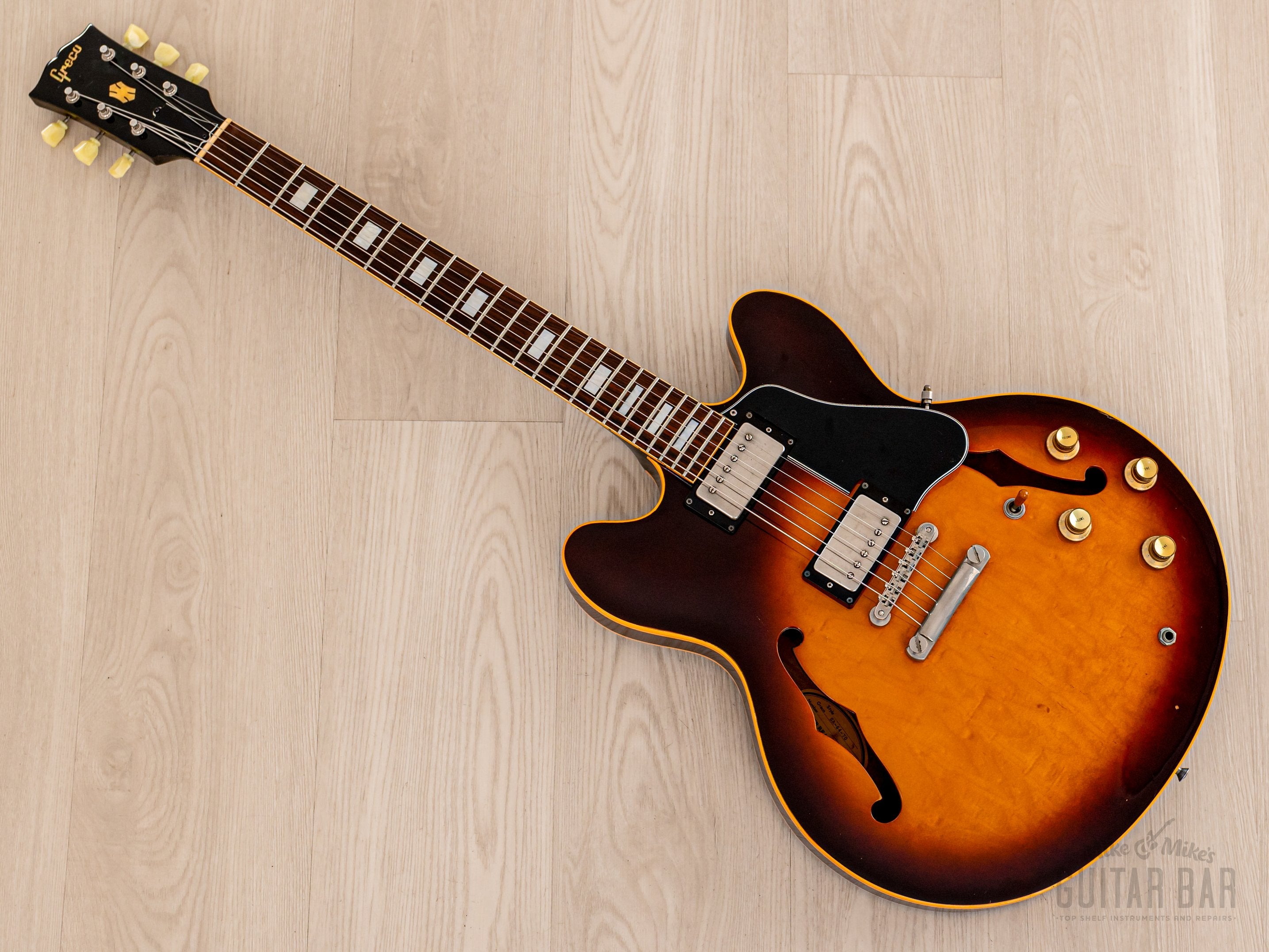 1987 Greco Mint Collection SA-64-70 Super Real Project Vintage ES  Semi-Hollow Guitar, Japan Fujigen