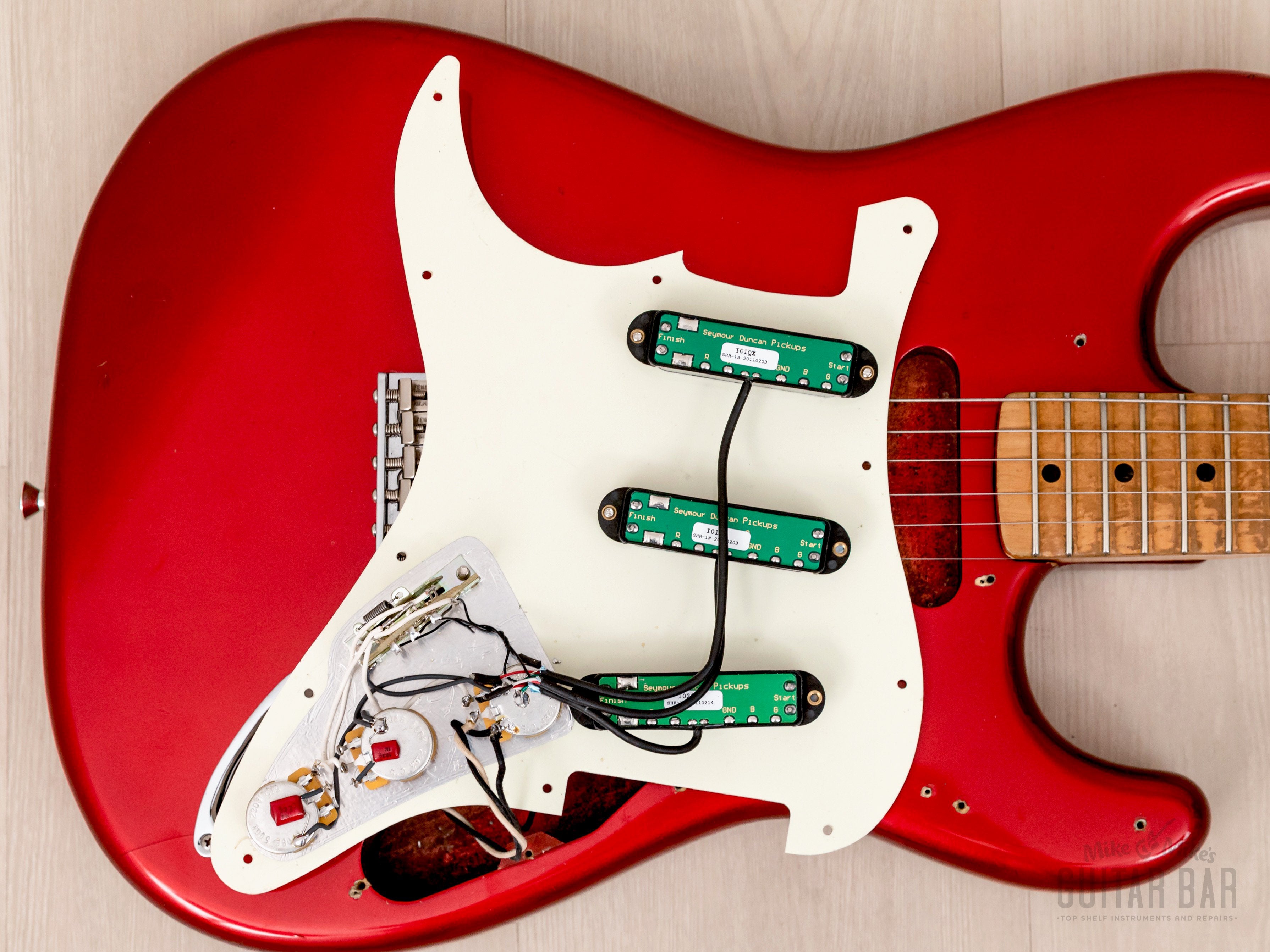 1990 Fender Order Made Stratocaster Scalloped Fretboard, Candy Apple Red w/ Seymour Duncan Hot Rails, Japan MIJ Fujigen