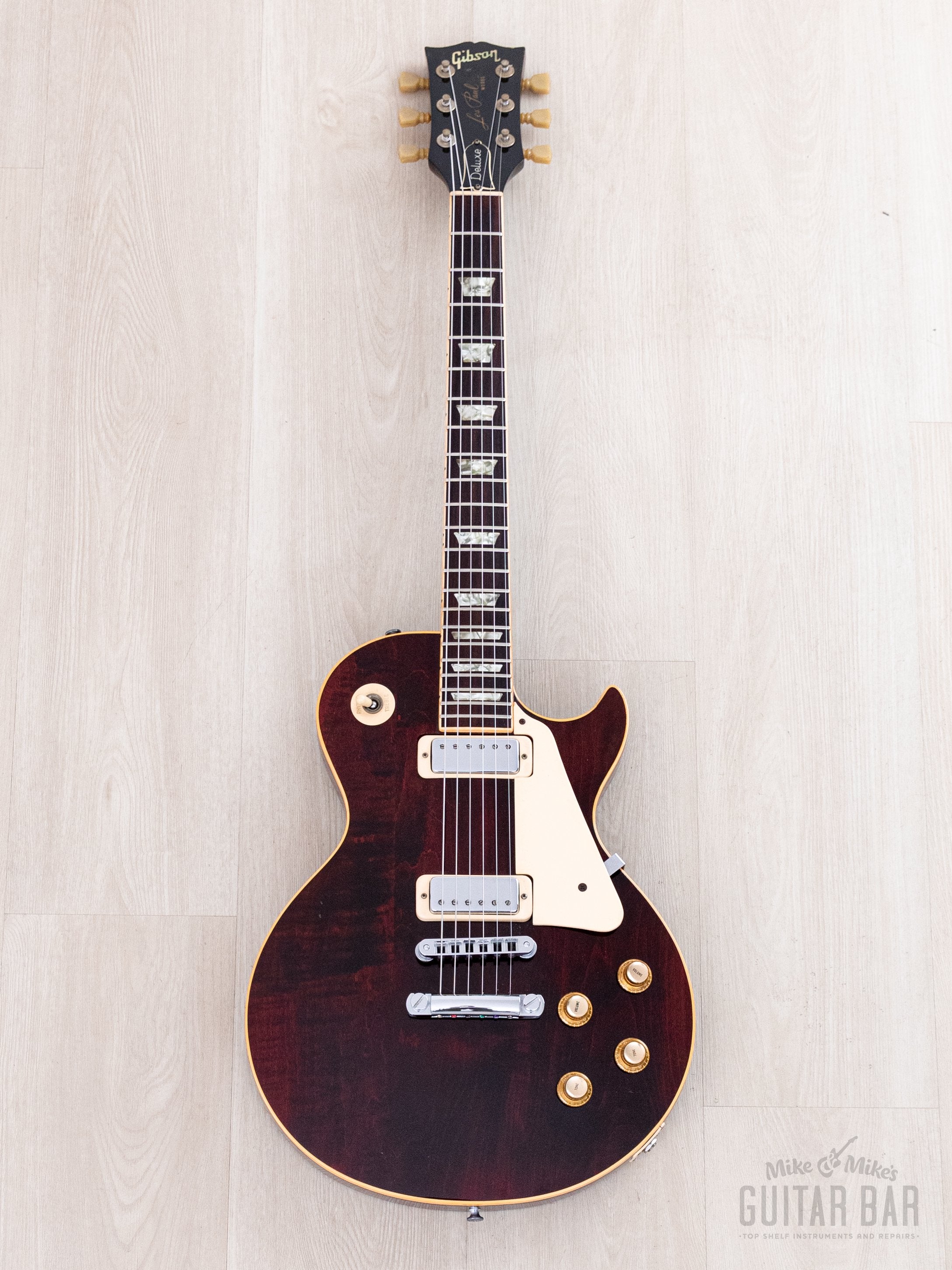 1975 Gibson Les Paul Deluxe Vintage Guitar Wine Red, Figured Top w/ Ca