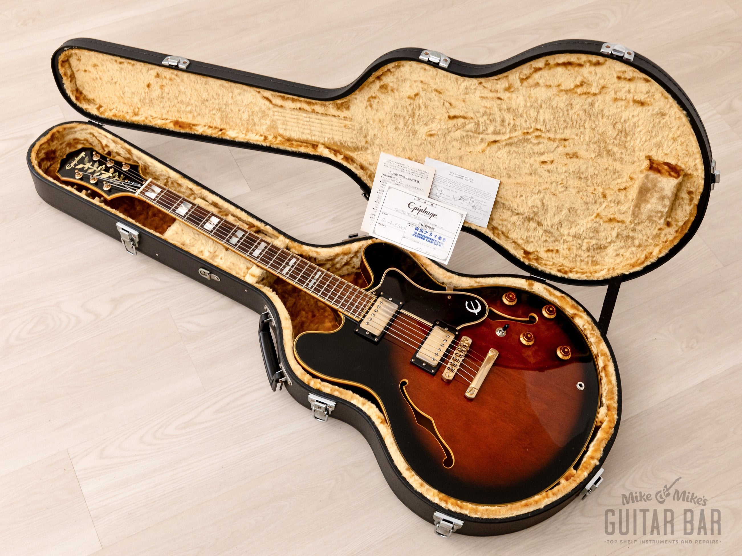 1995 Epiphone Sheraton II Semi-Hollow Guitar Tobacco Sunburst w/ Case, Hangtags