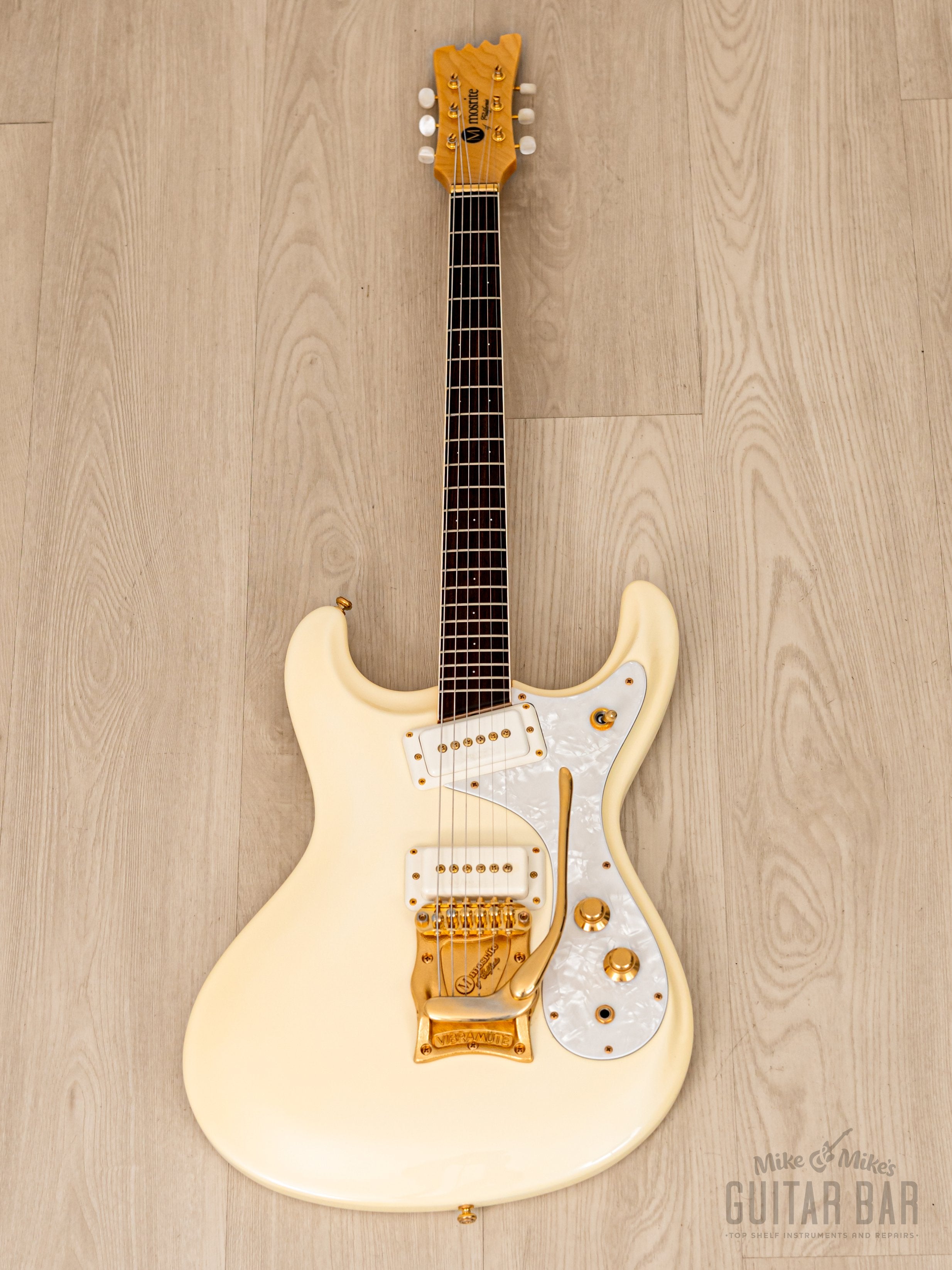 2000s Mosrite Ventures Model Super Custom '65 Pearl White w/ Gold Hardware, Vibramute & Case, Japan Kurokumo