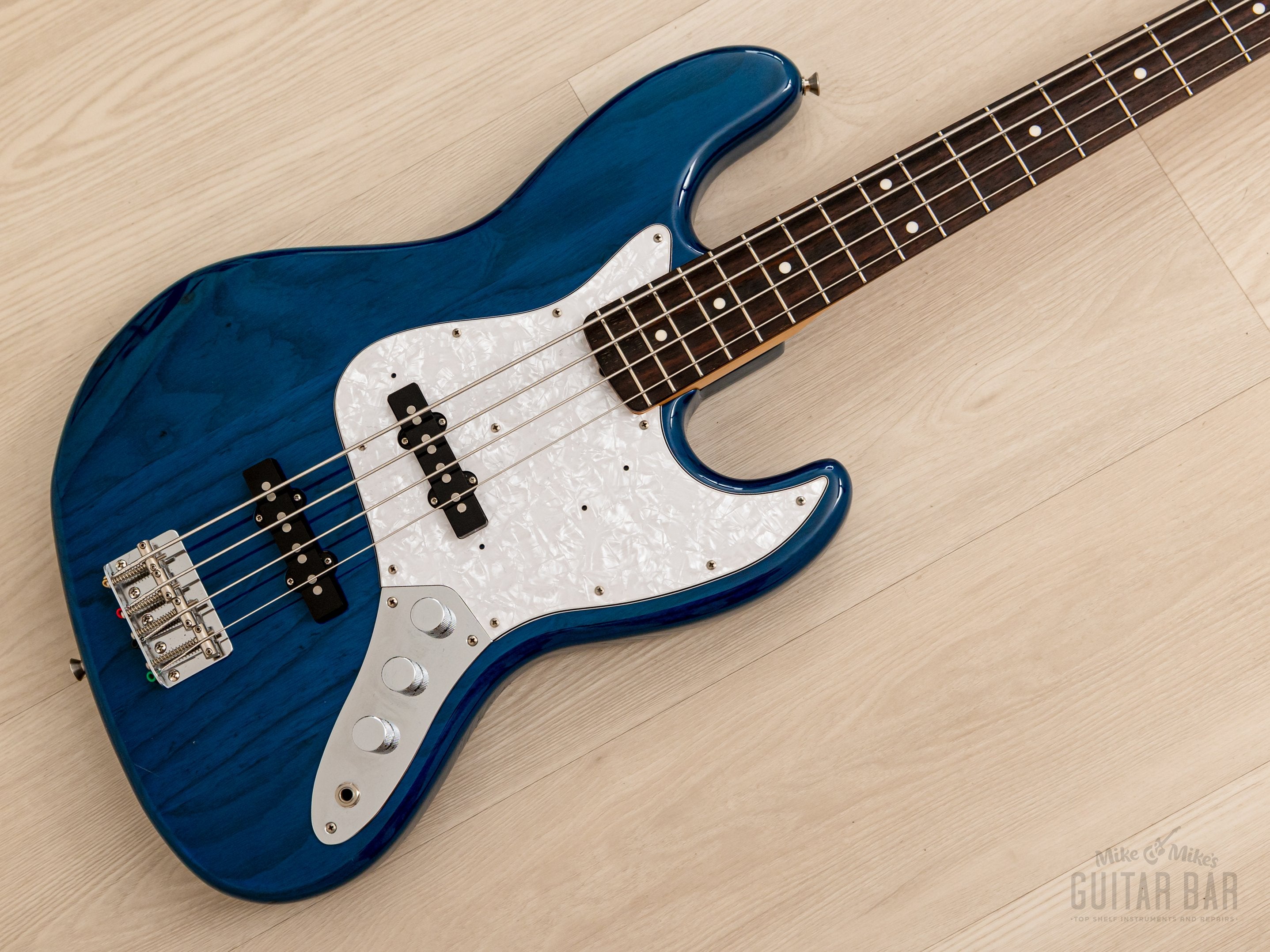 2003 Fender Jazz Bass Non-Catalog JB62-ASH/MH Trans Blue Ash w/ USA  Pickups, Japan CIJ