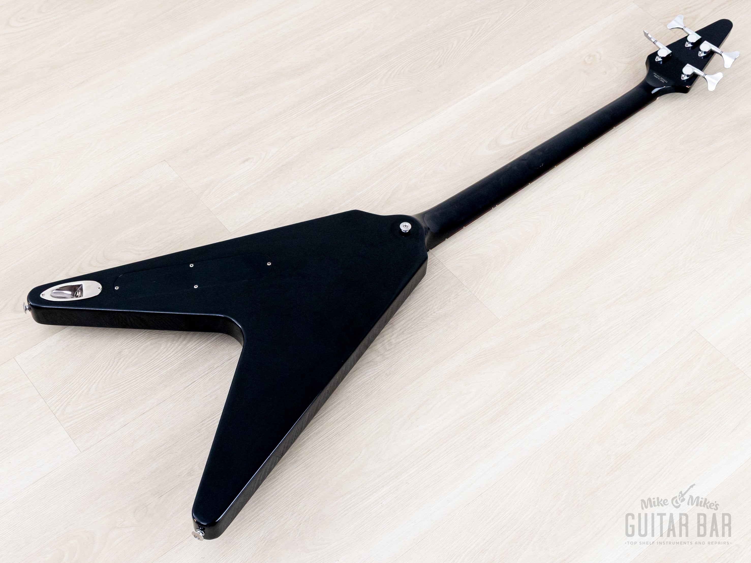 2002 Greco GVB-90 Flying V Bass Neck Through Real Black w/ Mini Humbuc