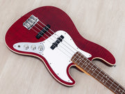 2008 Fender Aerodyne Jazz Bass AJB-110DMC Trans Red, body angled view