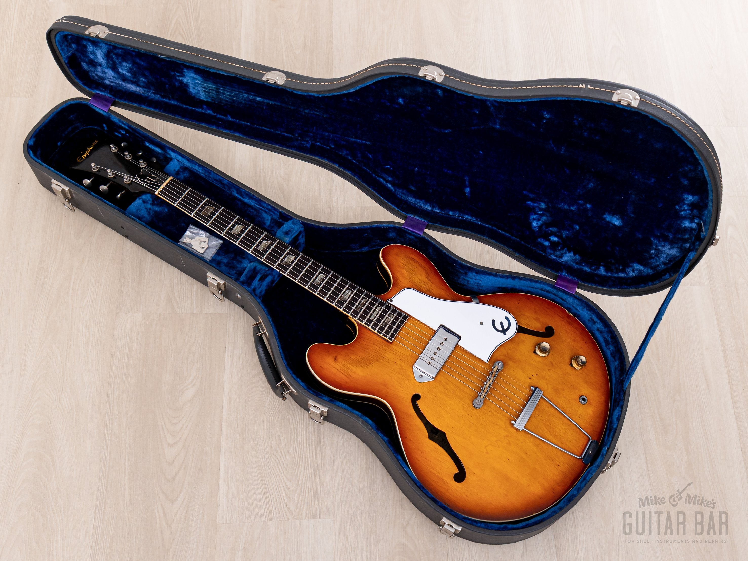 1965 Epiphone Casino E-230T Vintage Thinline Hollowbody Guitar Sunburst w/ P-90, Case