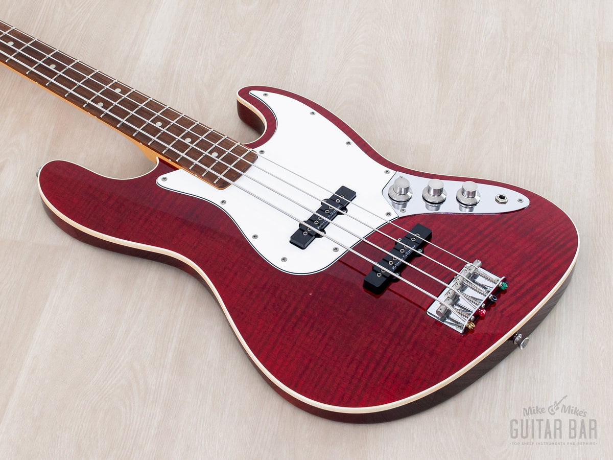 2008 Fender Aerodyne Jazz Bass AJB-110DMC Trans Red, reverse angled body view