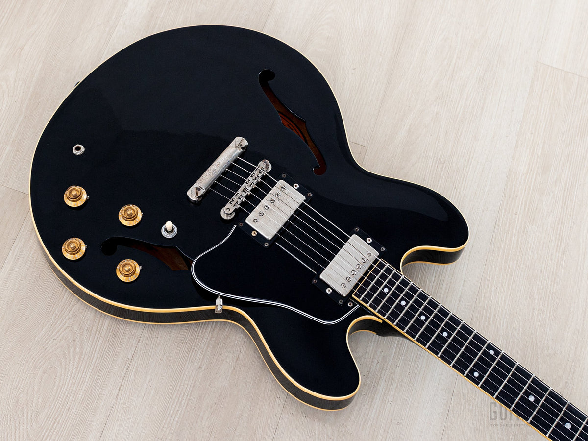 1989 Orville ES-335 Ebony body front angle