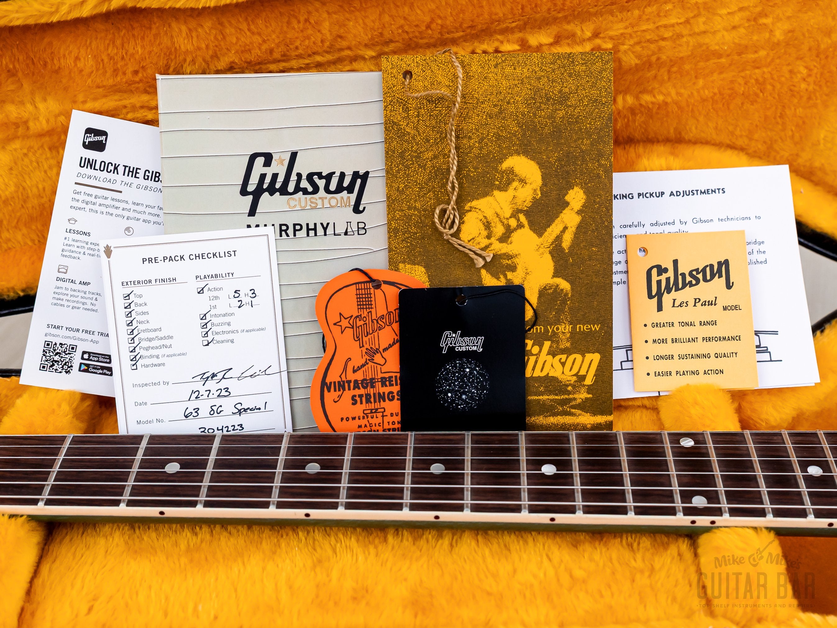 本日限定値下 Gibson Custom Murphy Lab 認定証 & 付属 2023 Gibson Custom Shop 1963 SG Special Murphy Lab Light Aged Invernes