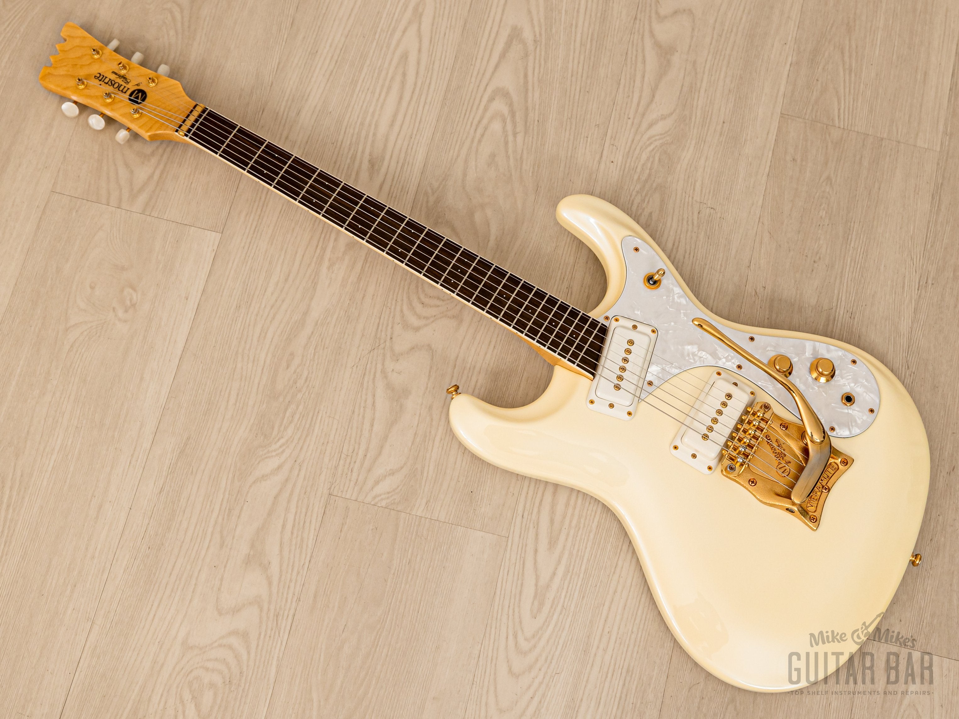 2000s Mosrite Ventures Model Super Custom '65 Pearl White w/ Gold Hardware, Vibramute & Case, Japan Kurokumo