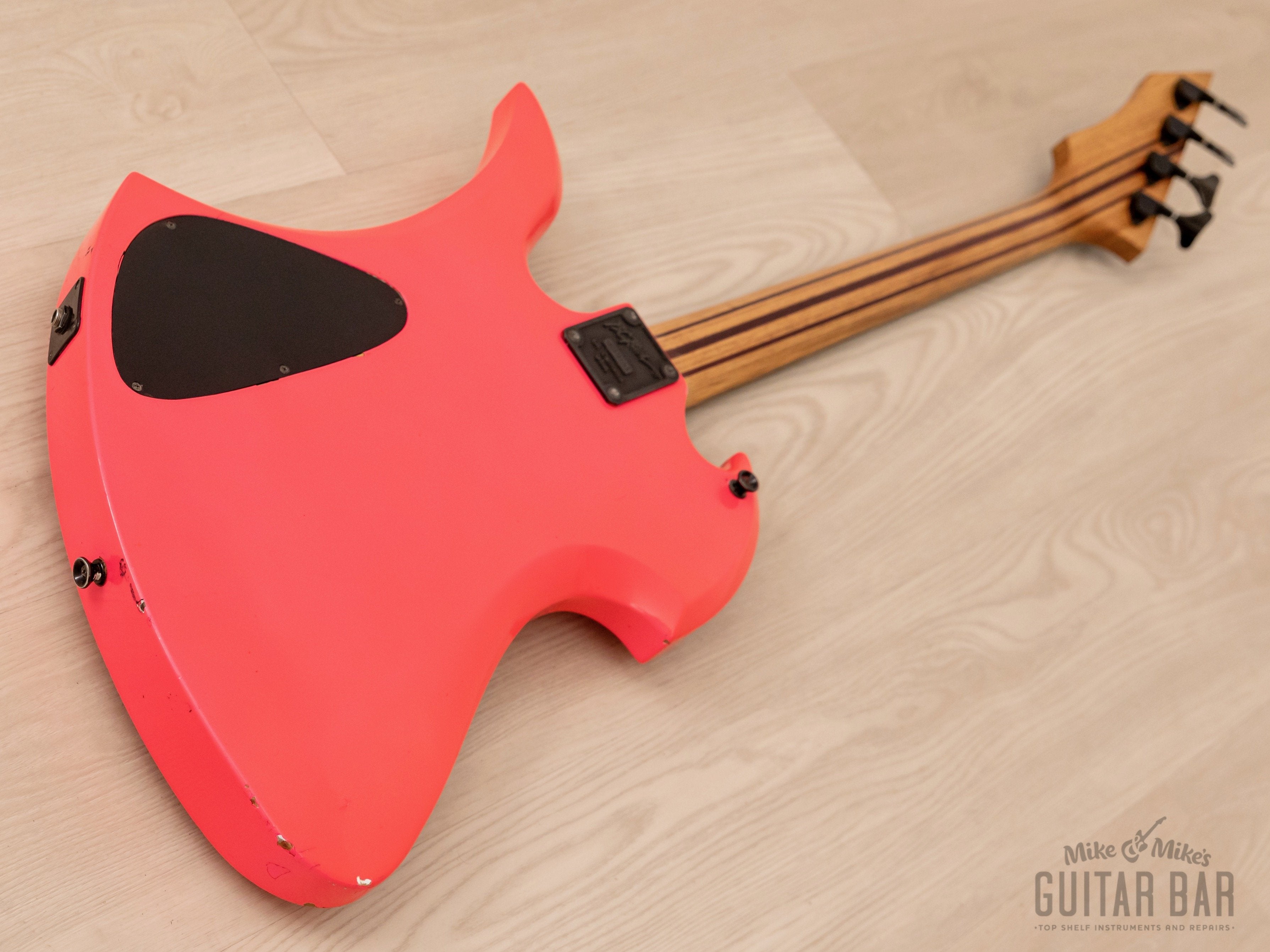 1990 B.C. Rich Mockingbird Bass MB-857S Vintage PJ Bass Pink, Japan