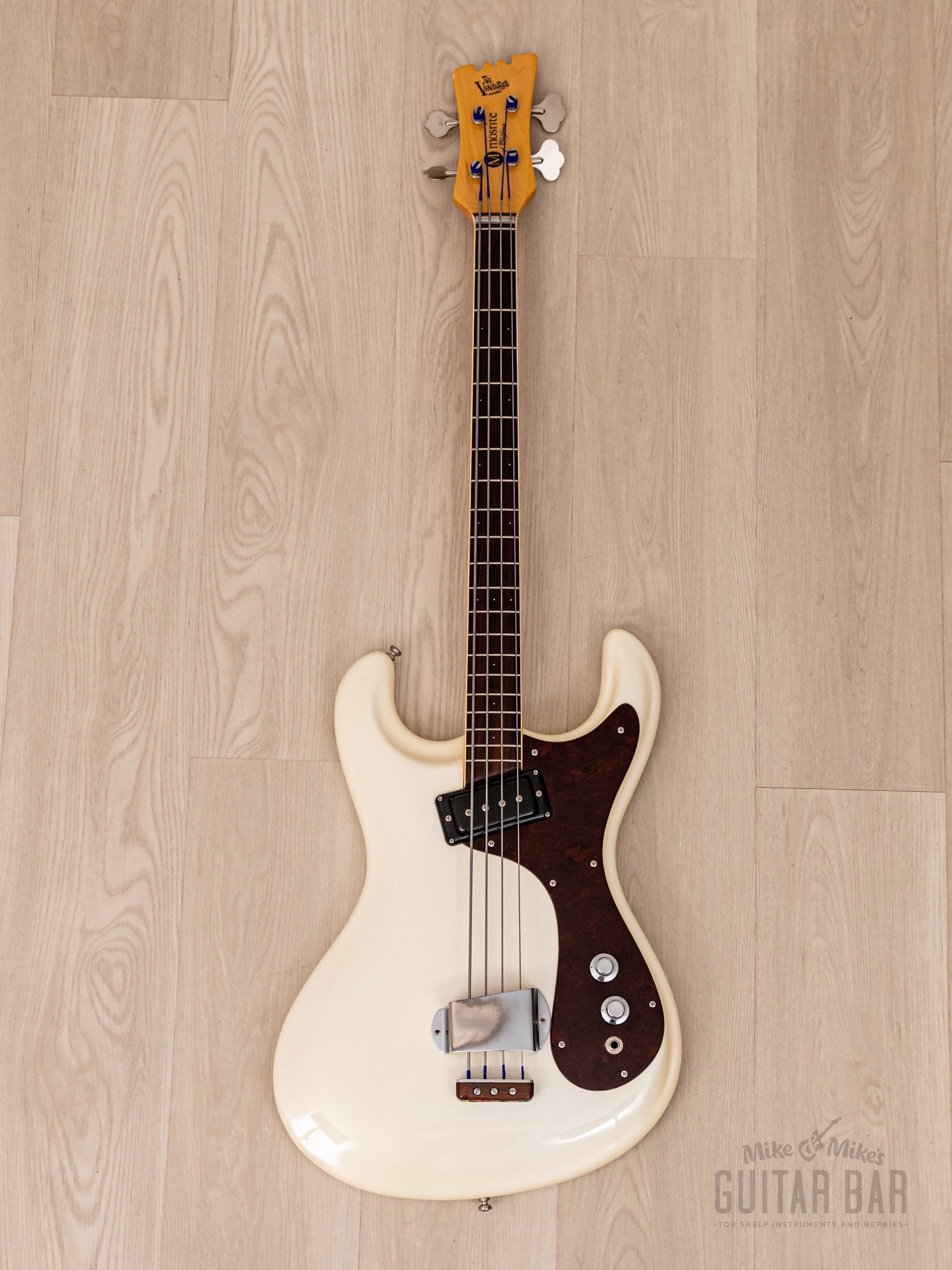 2000s Mosrite USA Ventues Model Bass V-65 Vintage Reissue Pearl White w/ Case, Fillmore Japan