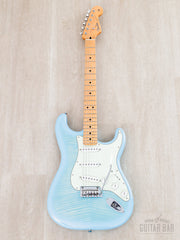 2024 Fender Hybrid II Stratocaster Flame Celeste Blue, full front view