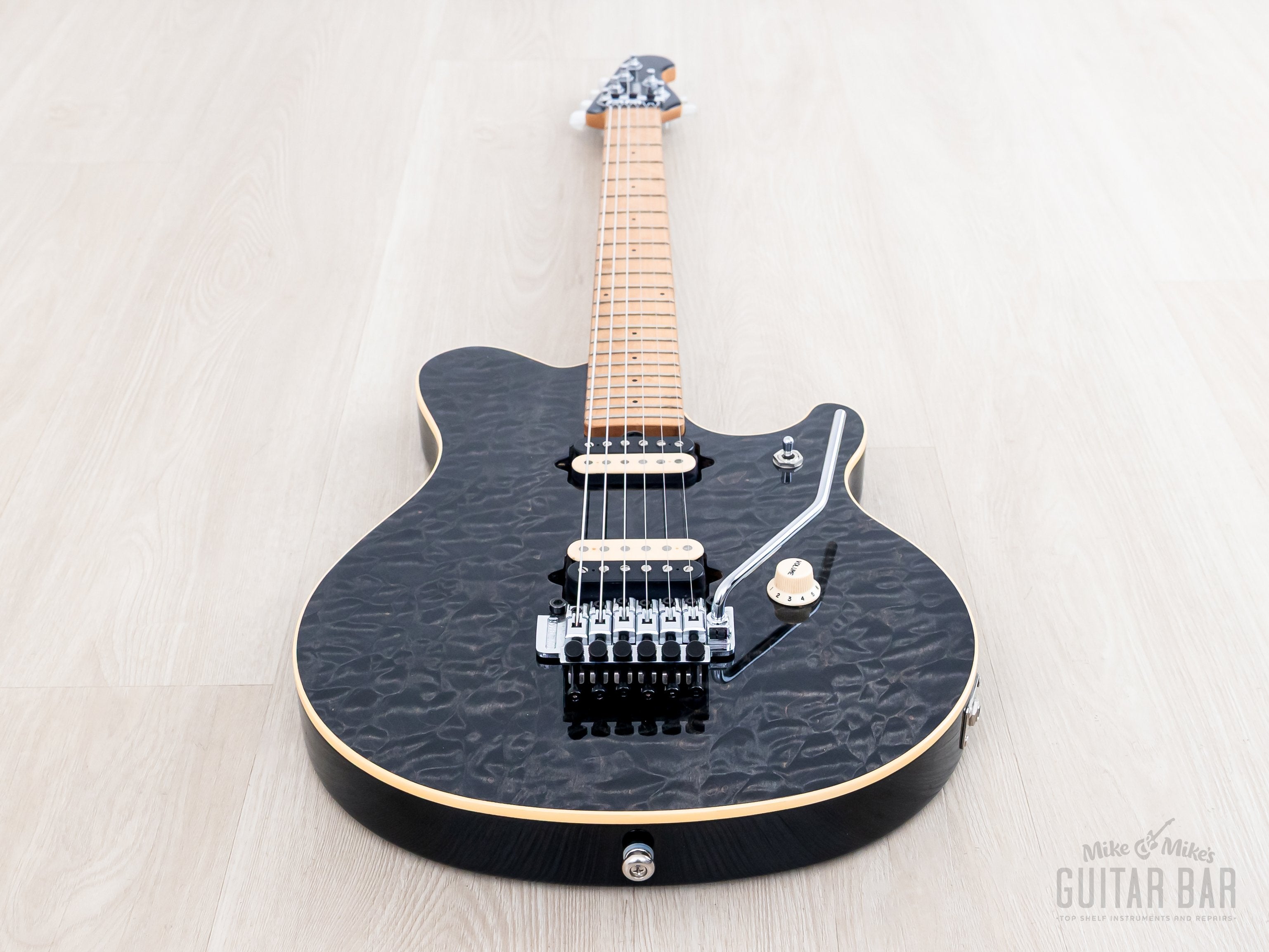 1996 Ernie Ball Music Man Axis EX Translucent Black Quilt Top, EVH