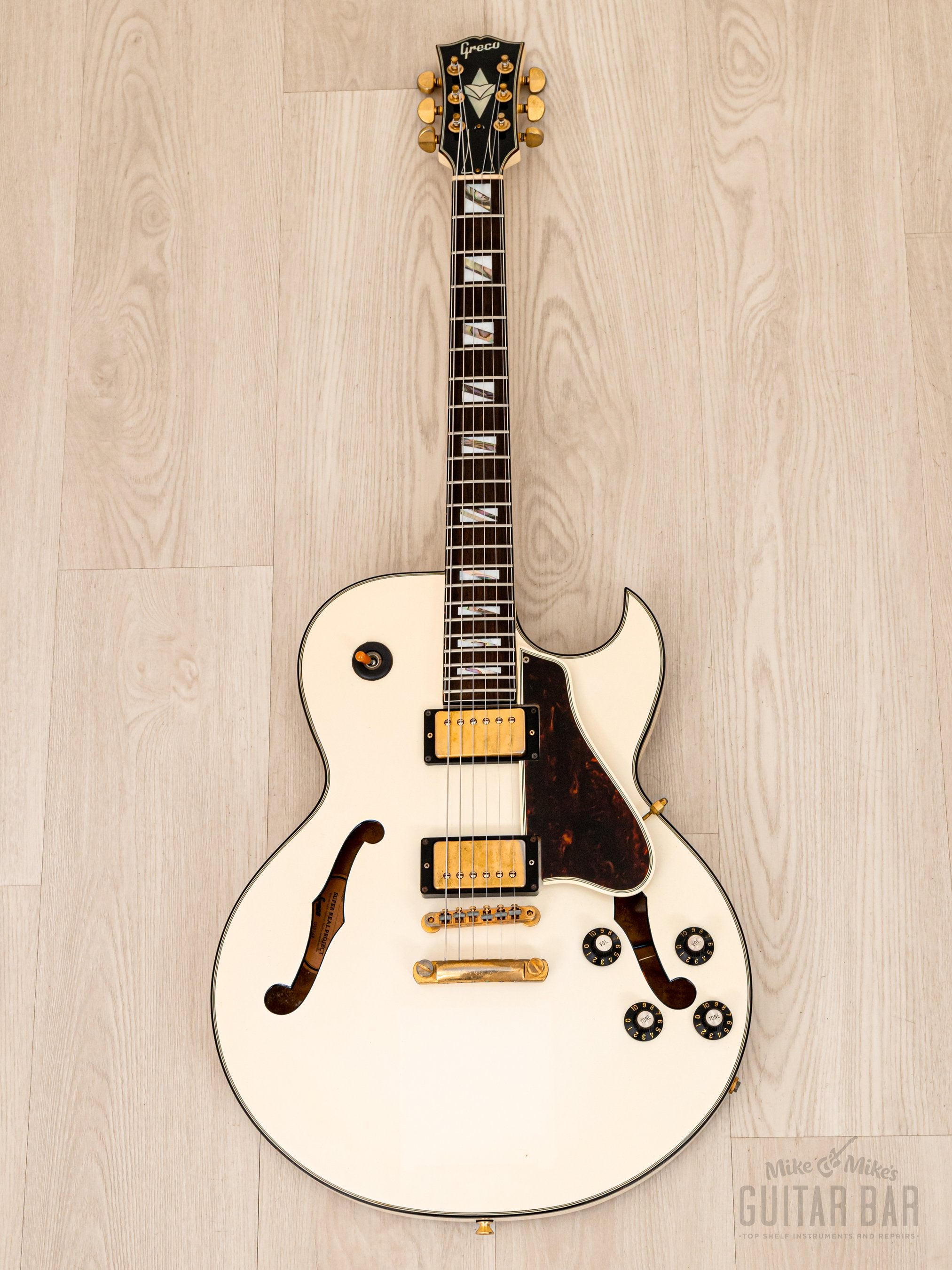 1988 Greco Super Real Project RS-90 Vintage Semi-Hollow ES-Style Guitar  White, Japan Fujigen