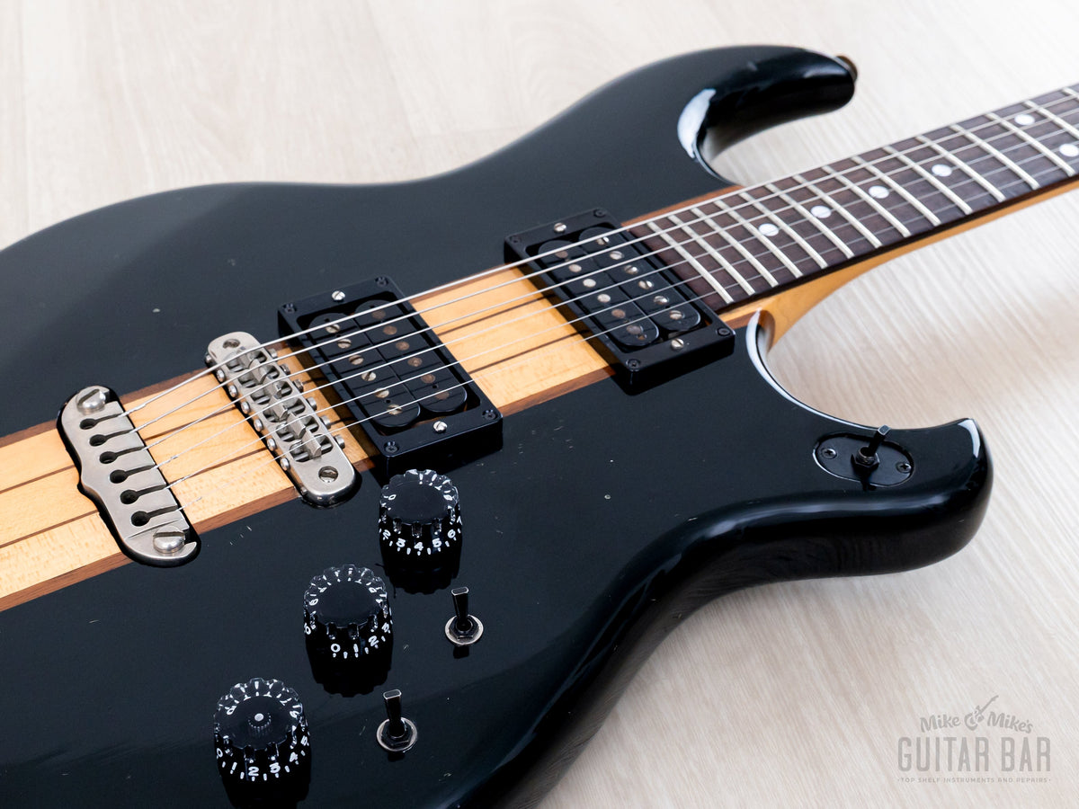 1980 Aria Pro II RS-600H humbuckers, bridge and control knobs close-up
