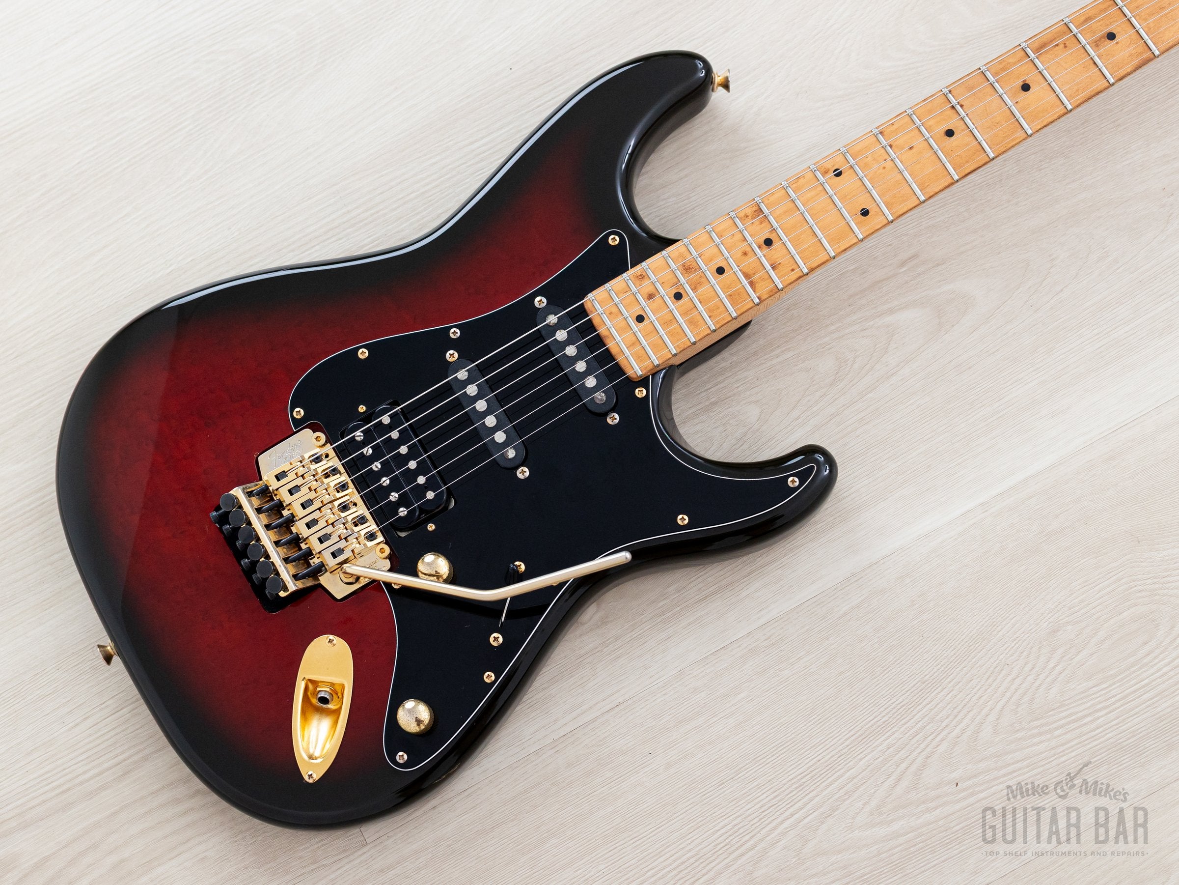 1988 Fender Pro Feel Stratocaster STR75 SSH Raspberry Sunburst w/ Floy