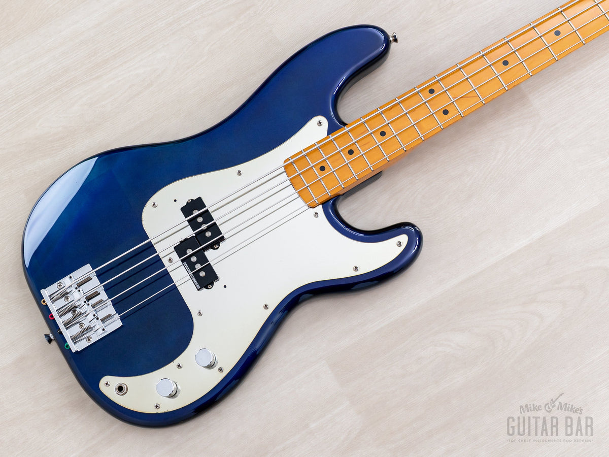 1993 Fender Order Made Precision Bass blue, angled body and maple neck