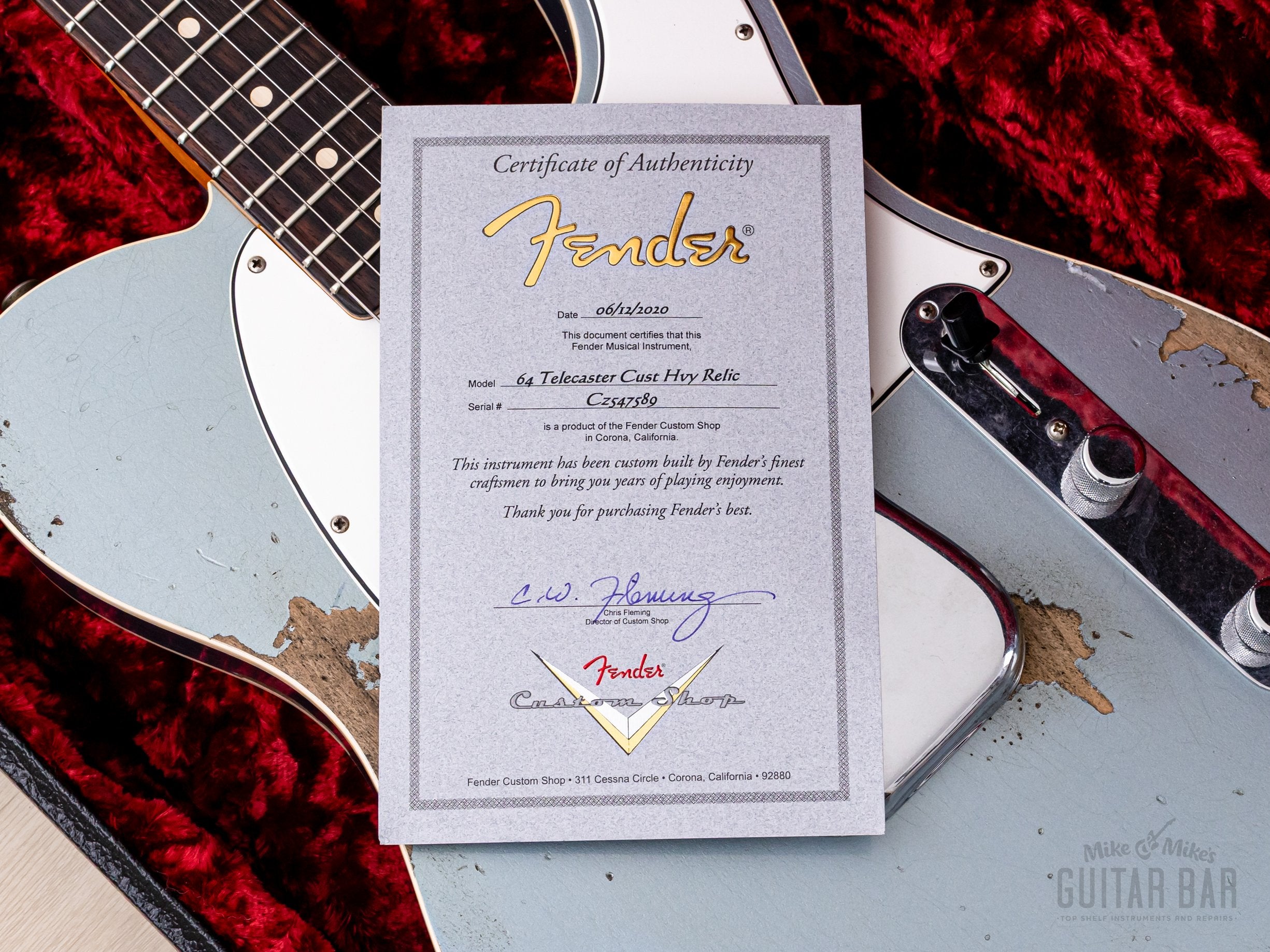 2020 Fender Custom Shop 1964 Telecaster Custom Heavy Relic Aged Ice Blue w/ Case, COA, Tags