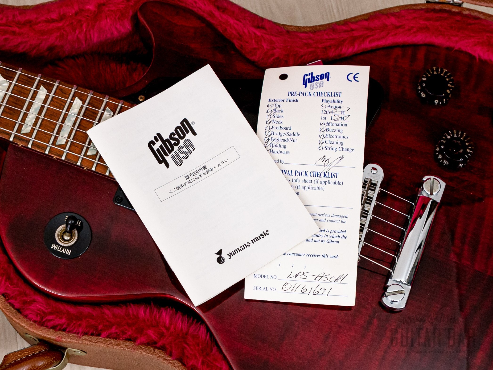 2002 Gibson Les Paul Studio Plus Flame Top Wine Red w/ Case & Tags, Yamano