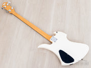 Back of the bass angled with maple neck