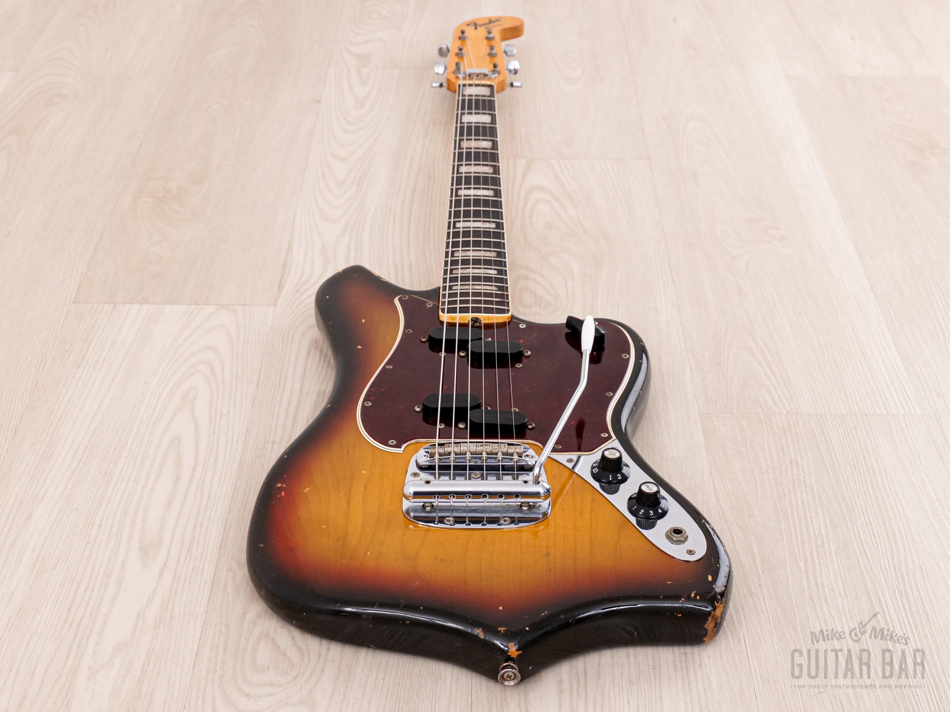 1969 Fender Custom (Maverick) Vintage Offset Electric Guitar Sunburst 100% Original w/ Case, Electric XII