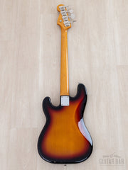 Full back of Sunburst Precision Bass, maple neck