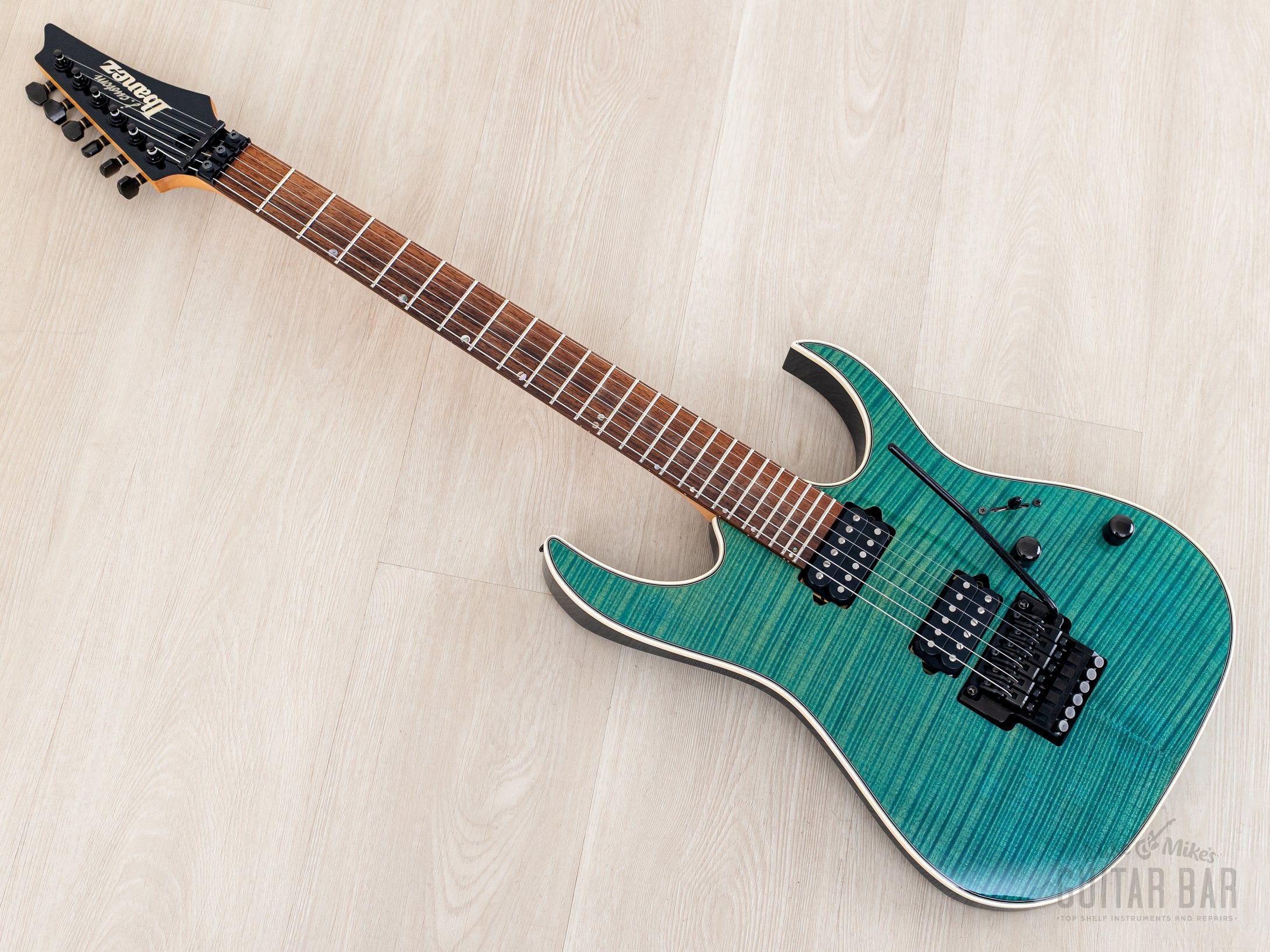 ギター Ibanez J.Custom 1998 Ibanez J Custom KRG1802 Spot Model Transparent Turquoise AAAA Fla