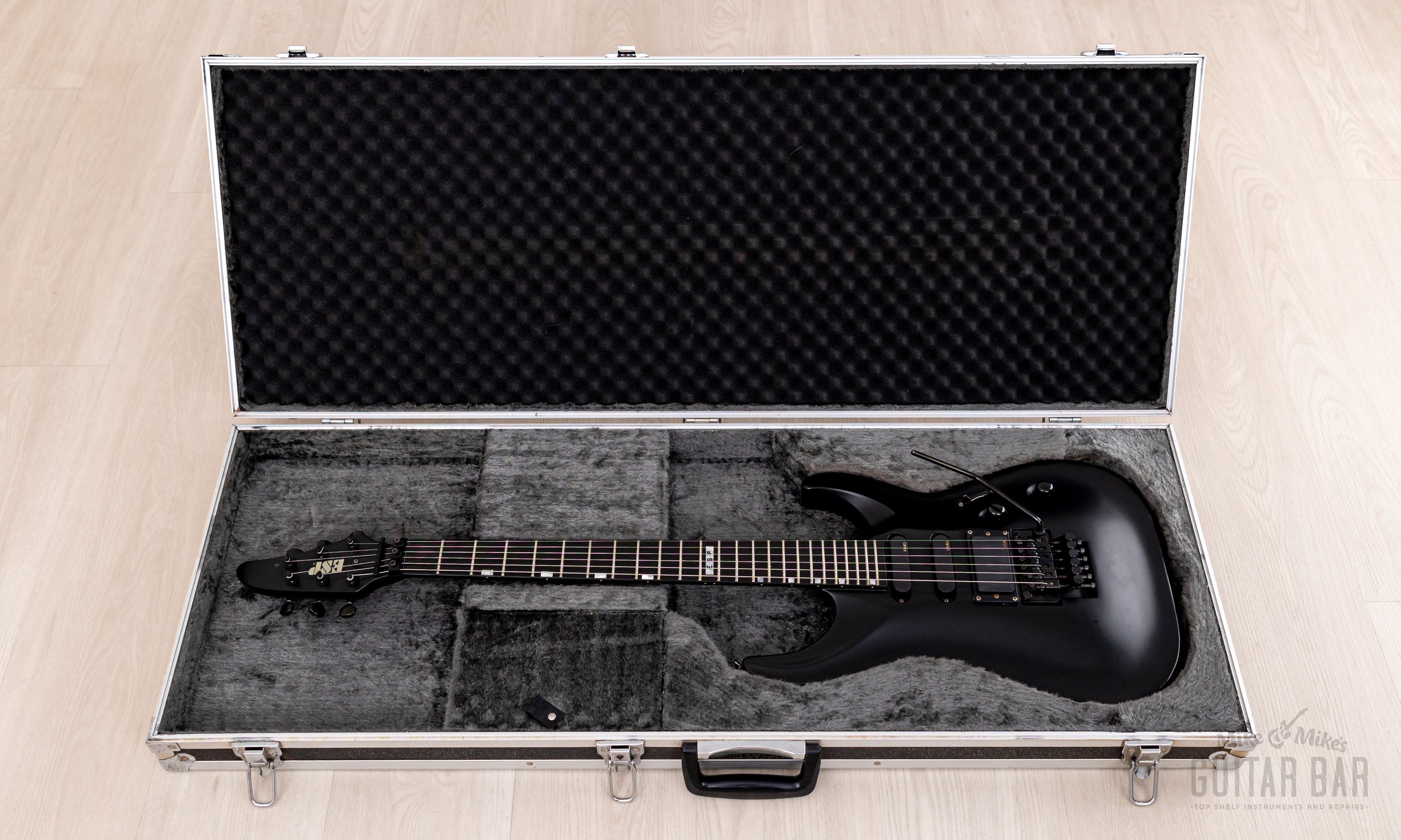 1995 ESP Custom Shop Horizon-Custom SSH Superstrat Black Satin w/ Floy