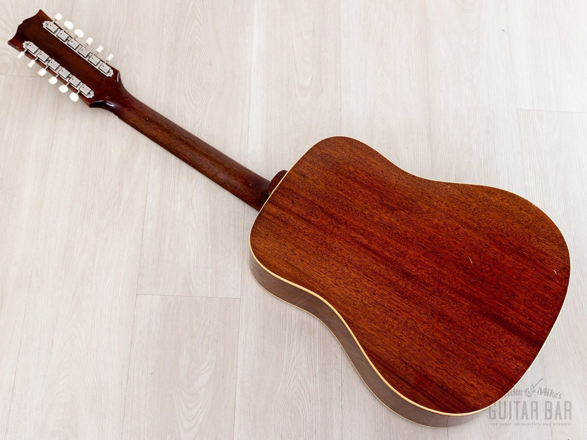 1965 Gibson B-45-12 mahogany back with headstock, angled view