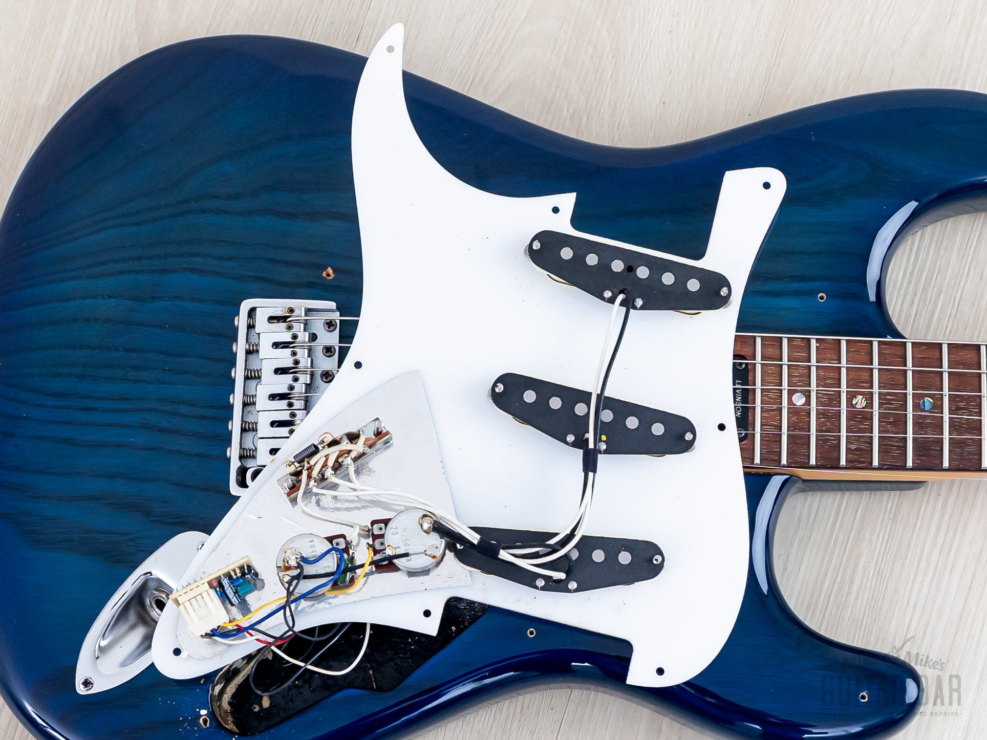 1992 Levinson Blade Texas Blue S-Style Guitar SSS Clear Blue, Japan